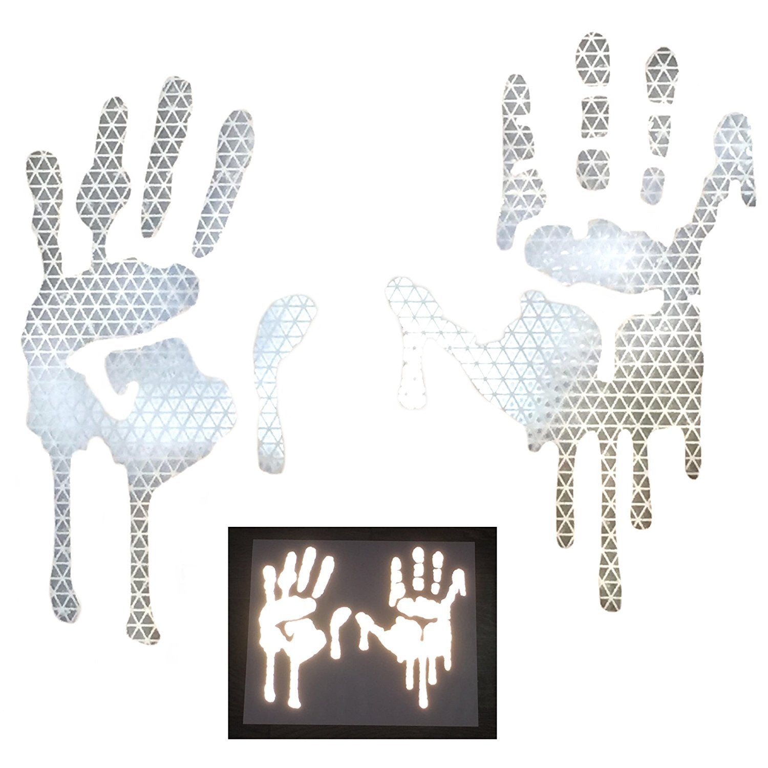 Customtaylor33 High Intensity Grade Reflective Bloody/Dripping Hands Decals For Helmets, Windscreens, Rear Windows, Bumper Stick