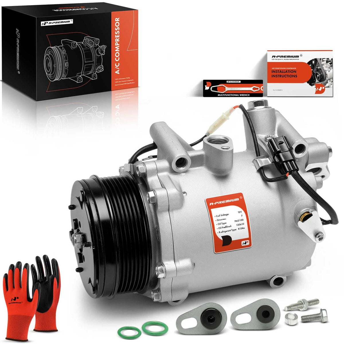 A-Premium Air Conditioner AC Compressor with Clutch Compatible with Honda CR-V 2007-2011, Acura RDX 2007-2012