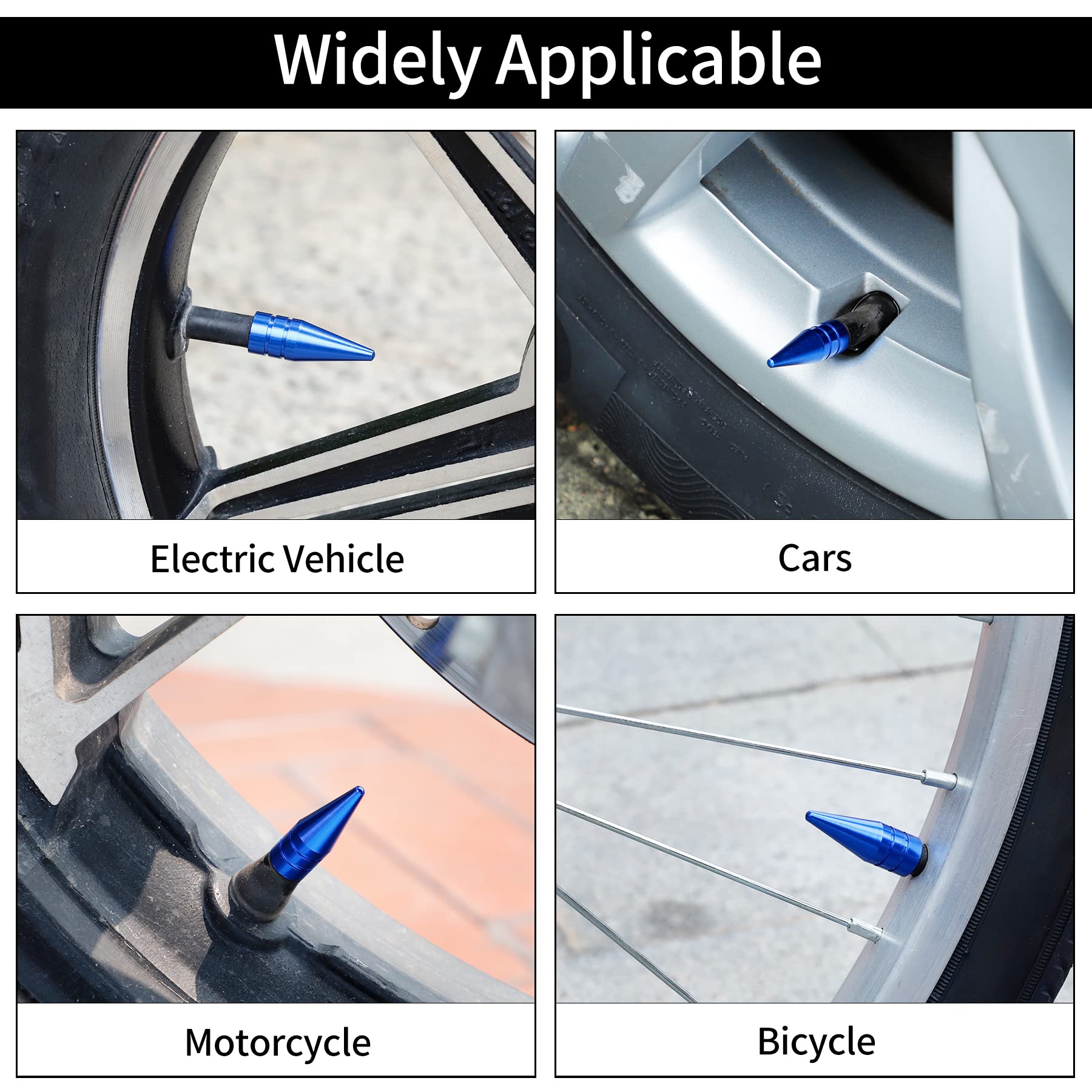Tire Caps, Car Tire Valve Stem Caps, 31mm Spiked Aluminum Stem Valve Caps, Air Caps Cover, Universal Car Tire Caps for SUVs, Tru