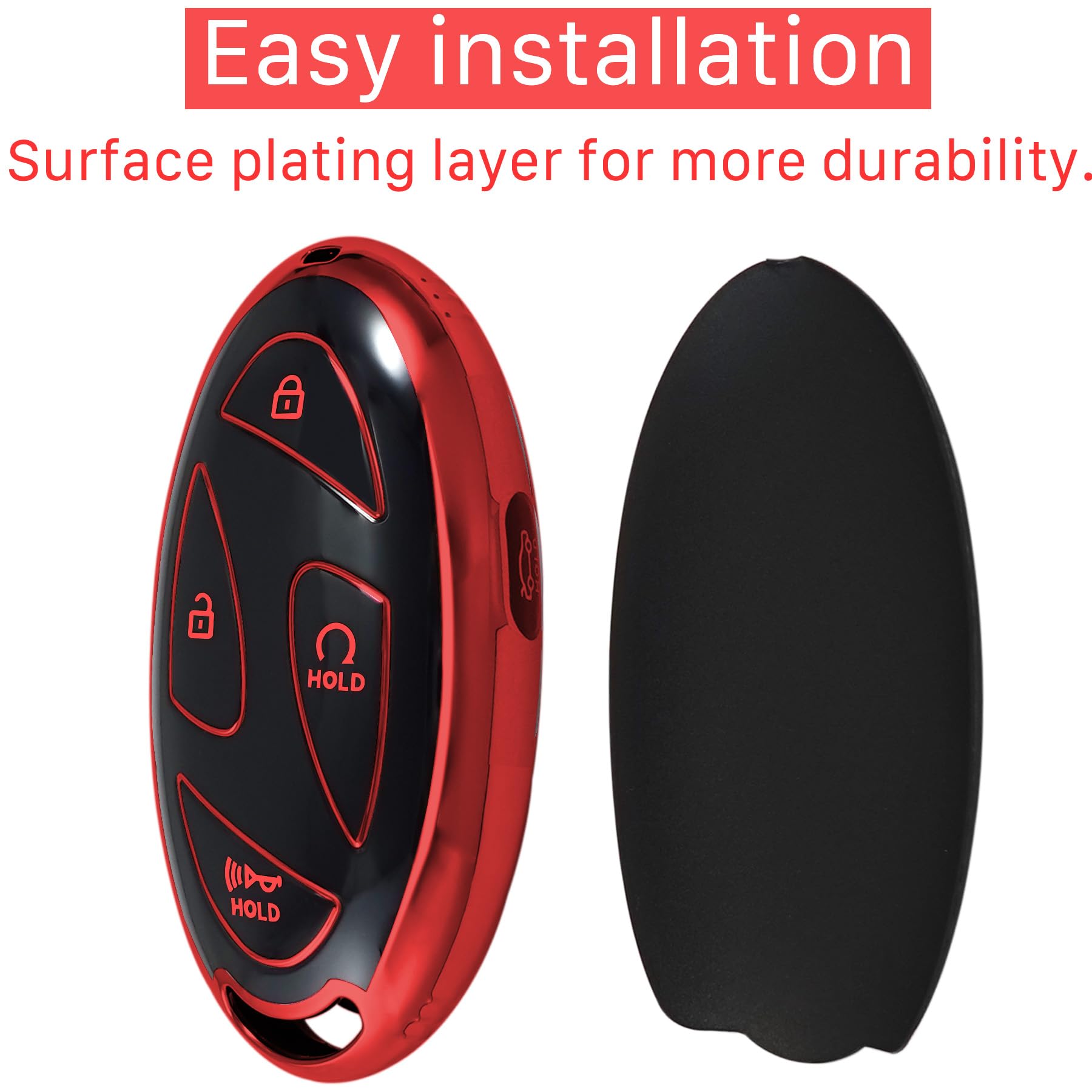 Kirsnda Hyundai Key Cover - Fob Case Tpu Protection Compatible With Ioniq 6 Grandeur Gn7 Kona 2023/24 Smart Remote Key (Red, 5 B