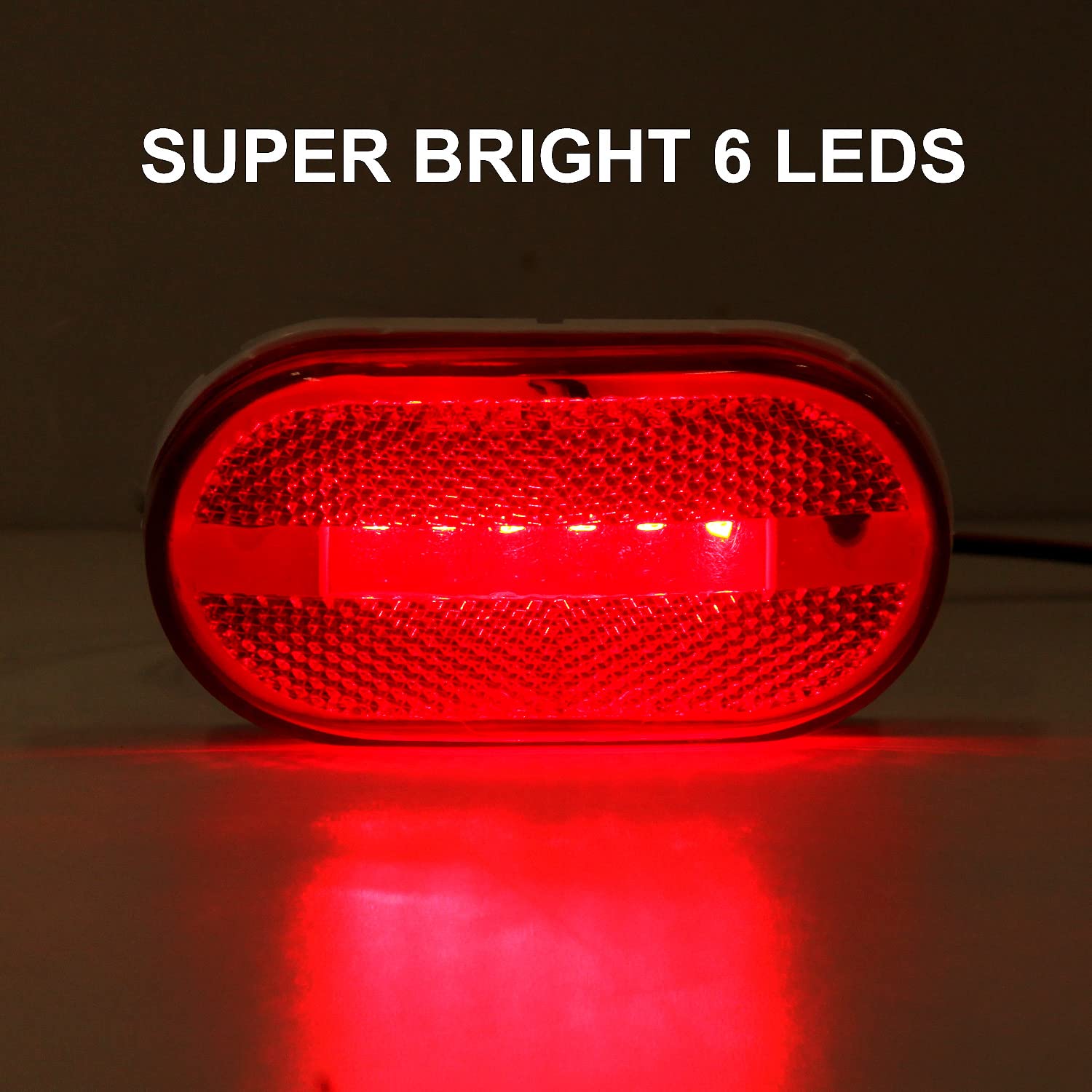 14Pcs 4 Inch Rectangle Led Trailer Marker Lights W/Reflex Lens, 2X4 Led Trailer Clearance Side Marker Lights 6 Led Surface Mount