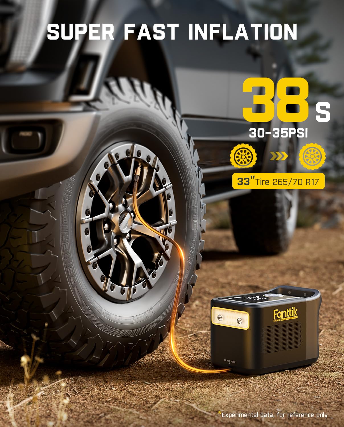 Fanttik X9 Ultra Portable Tire Inflator For Pickup Truck, Rv | 3-In-1 Air Pump, Power Station, Flashlight | 6X Faster Inflator W