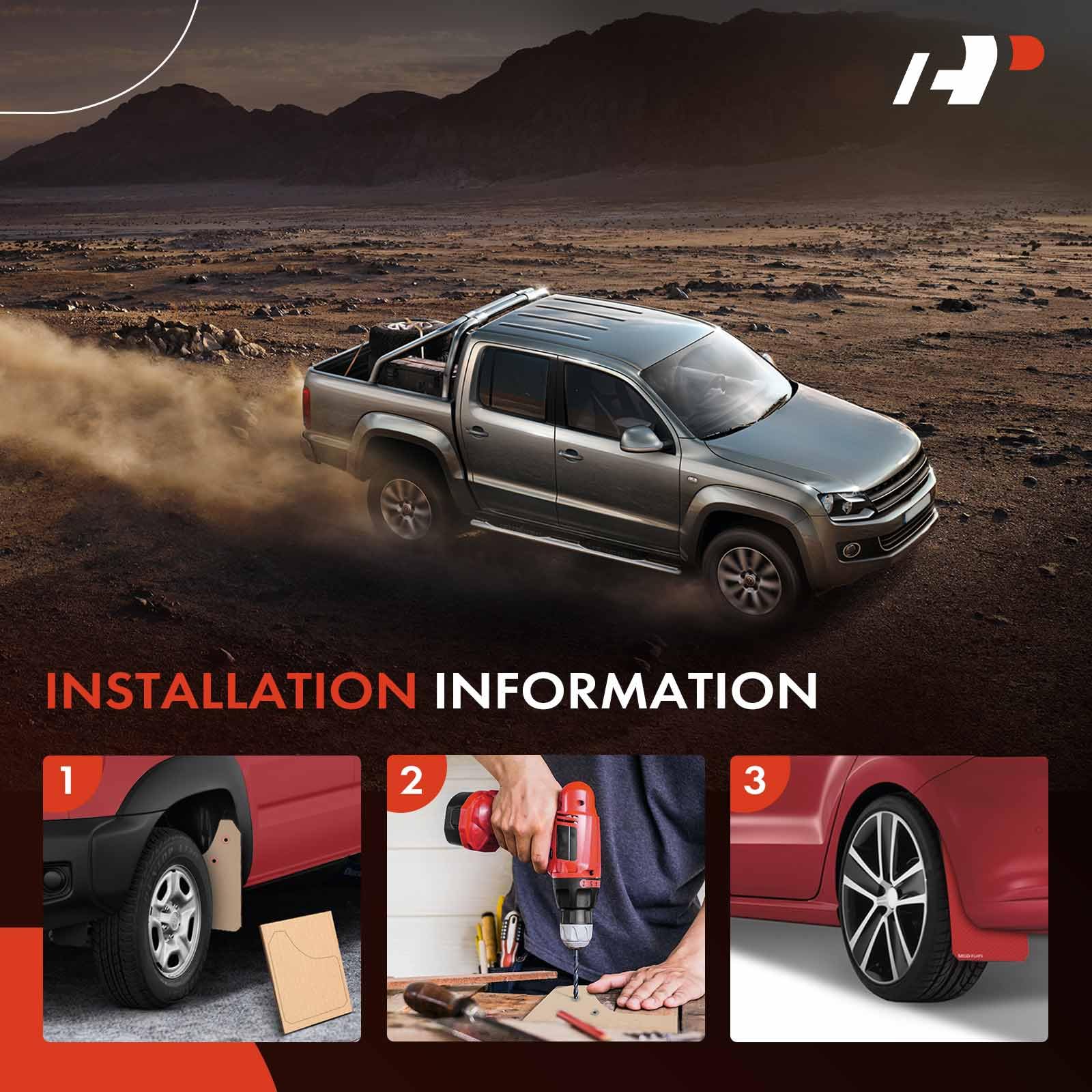 A-Premium 4 Pcs Red Universal Splash Guards Mud Flaps Mudflaps Mudguard Fender Flares for Car Sedan Coupe with Hardware Front and Rear