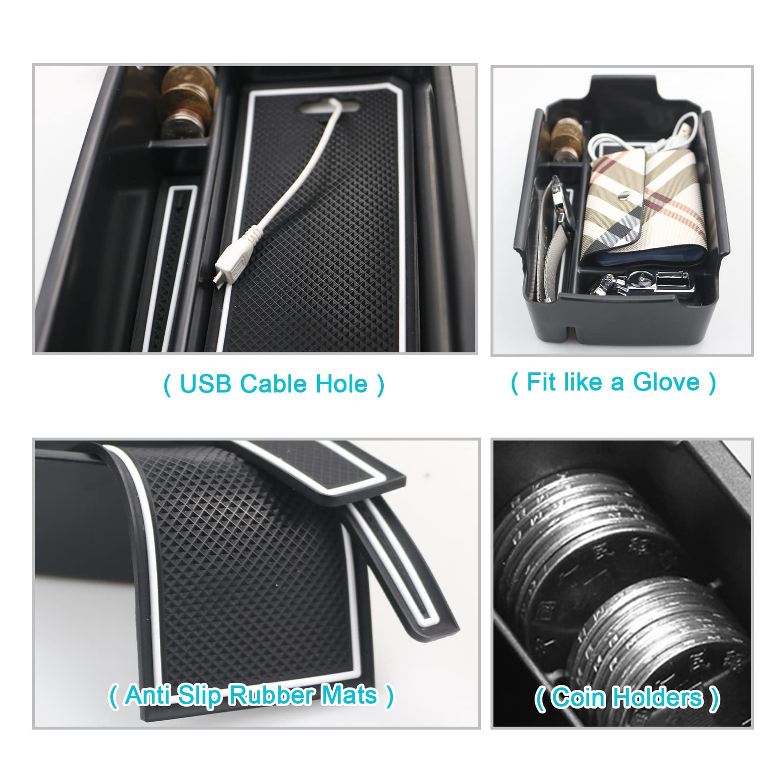 Cdefg Center Console Organizer Tray For 2019 2020 2021 2022 2023 2024 2025 Volvo Xc40 Accessories Abs Black Material Armrest Insert Secondary Storage Box