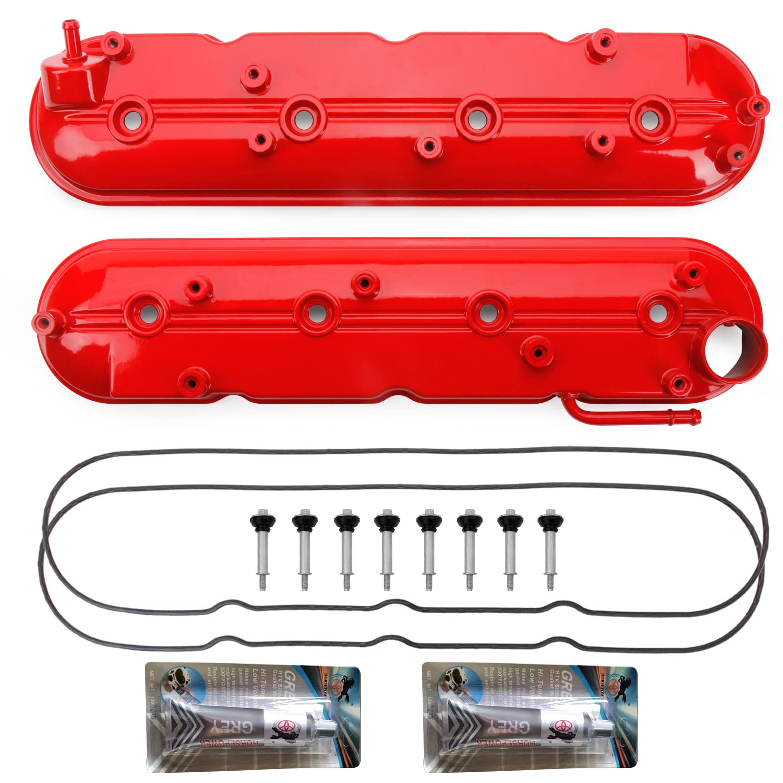 Red Valve Covers Left & Right Compatible With Silverado Sierra Express Savana Avalanche Suburban Trailblazer Tahoe Yukon Escalad