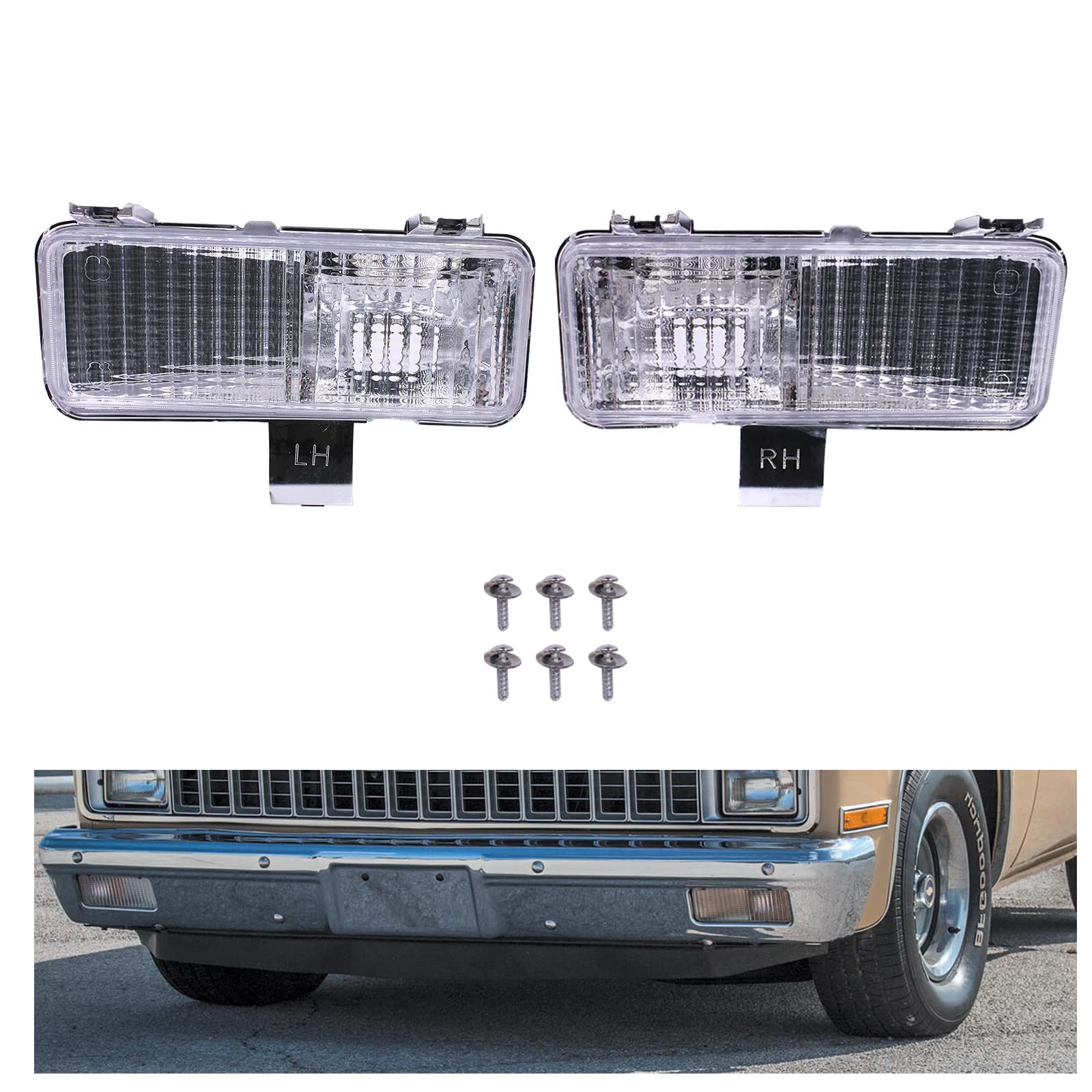 1409Kmt C10 Turn Signal Park Lights Front Compatible With 1981-1982 Chevy Gmc Pu Blazer Jimmy (Set Of 2)