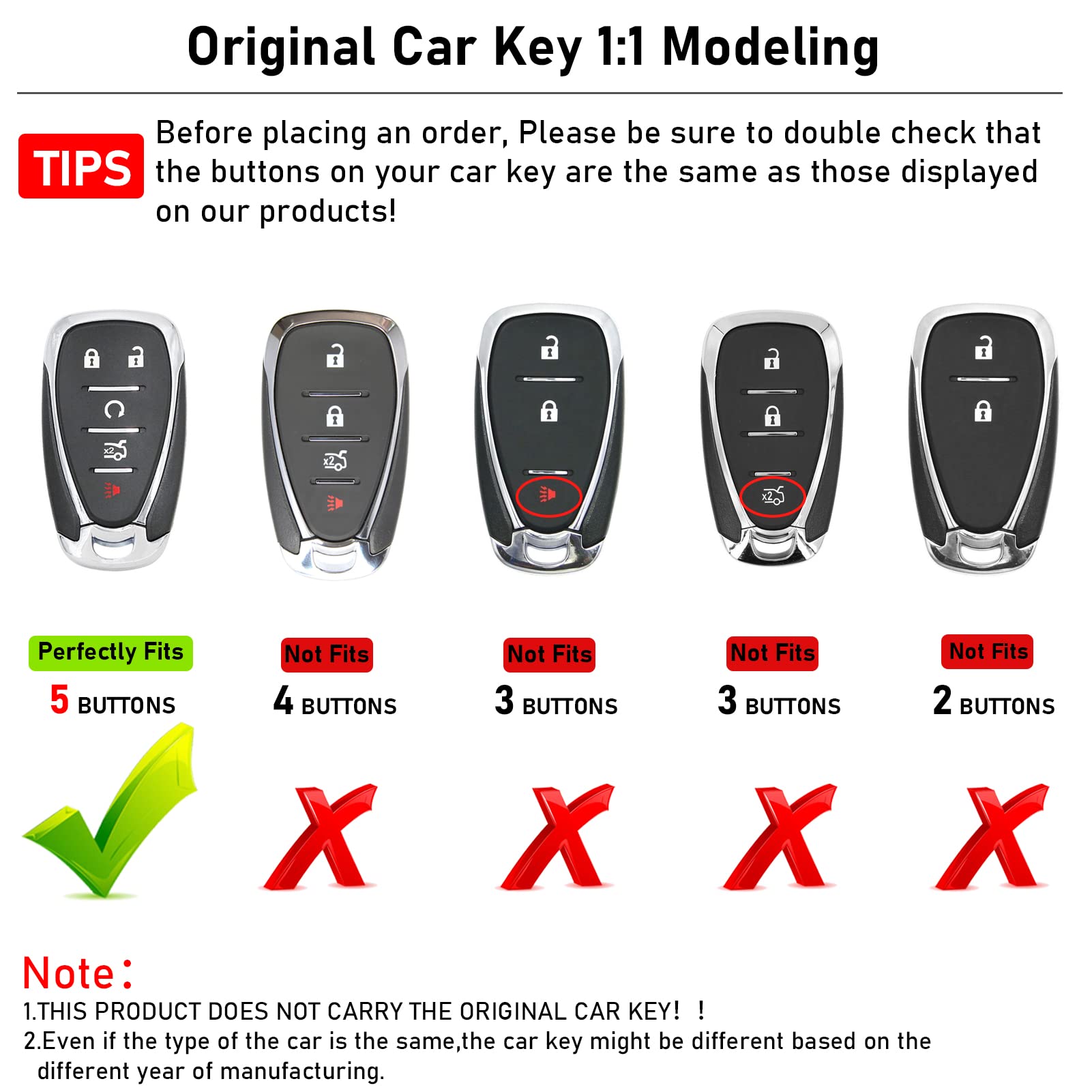 Moonlinks Key Fob Cover 5 Button Compatible With 2016-2022 Chevy Malibu Camaro Cruze Traverse Sonic Volt Bolt Equinox,Metal Silver Key Case & Silicone Key Cover With Keychain Key Protector Shell