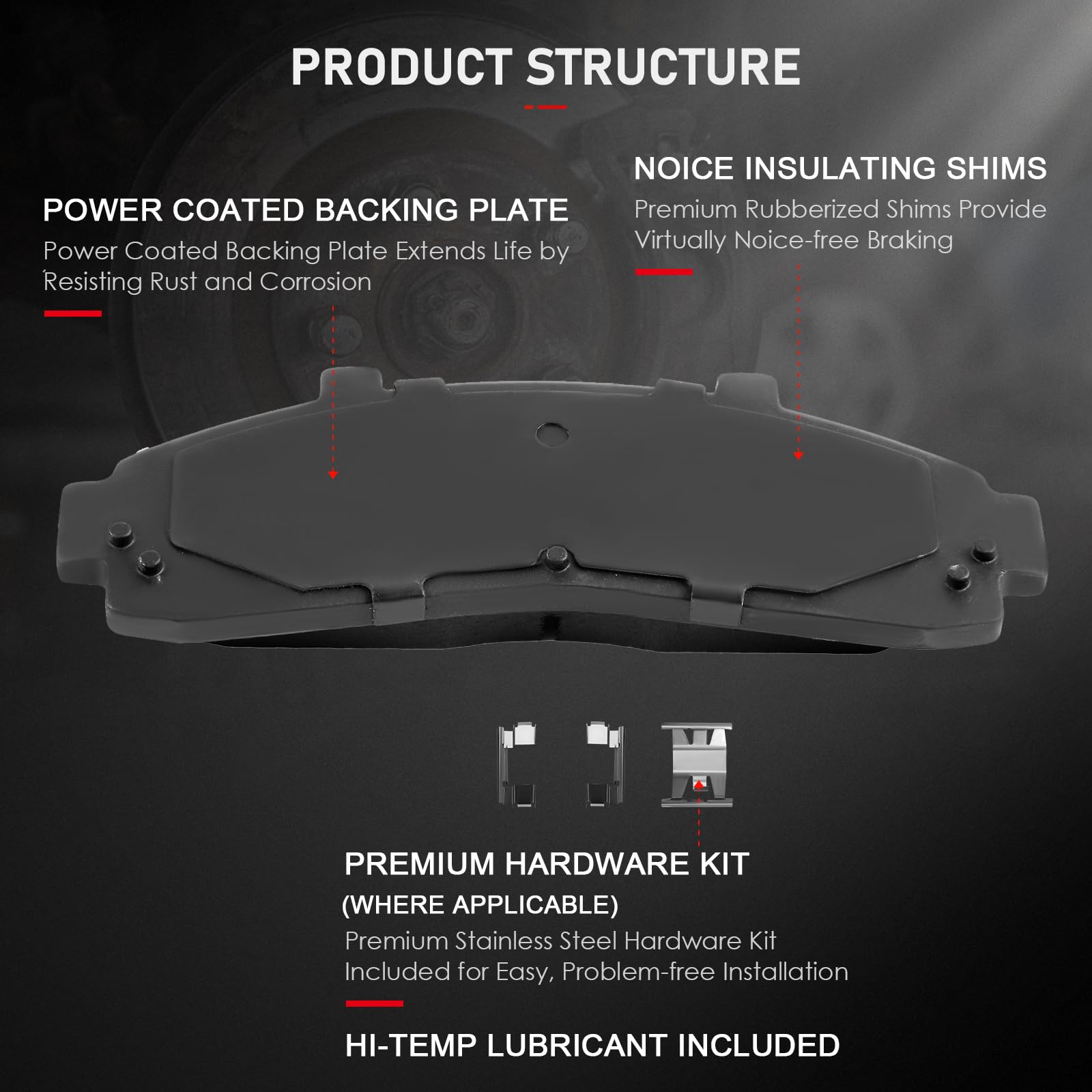 Front Ceramic Brake Pads Kits 4Pcs Fit For Ford Explorer,Ranger,For Mazda B2300,98-01 For Mazda B2500,95-04 For Mazda B3000,95-0