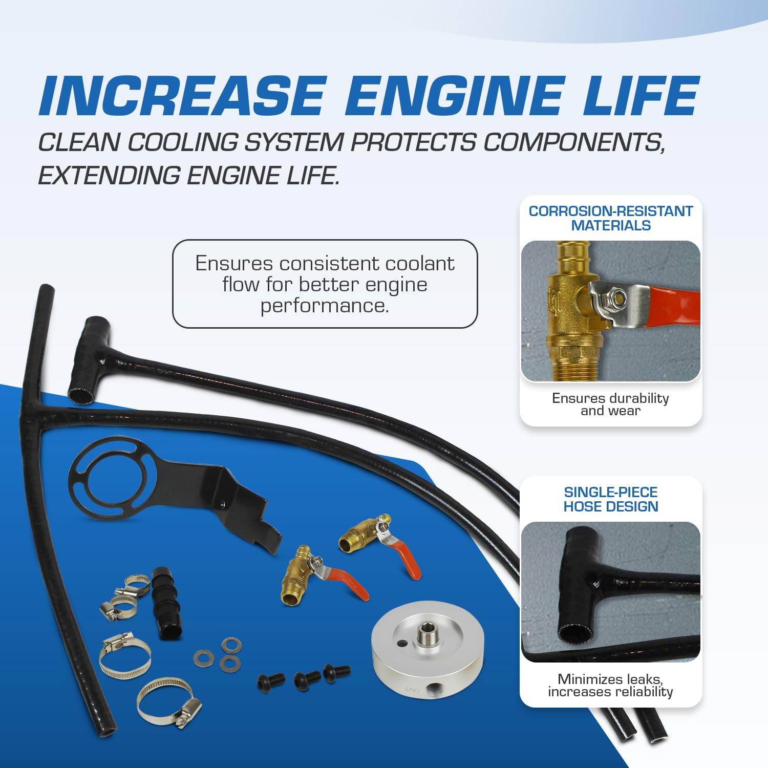 Diesel Coolant Filtration System Filter Kit Compatible With 2003-2007 Ford Powerstroke 6.0L - Prevent Leaks Heavy Duty Improved Single Piece Hose Design
