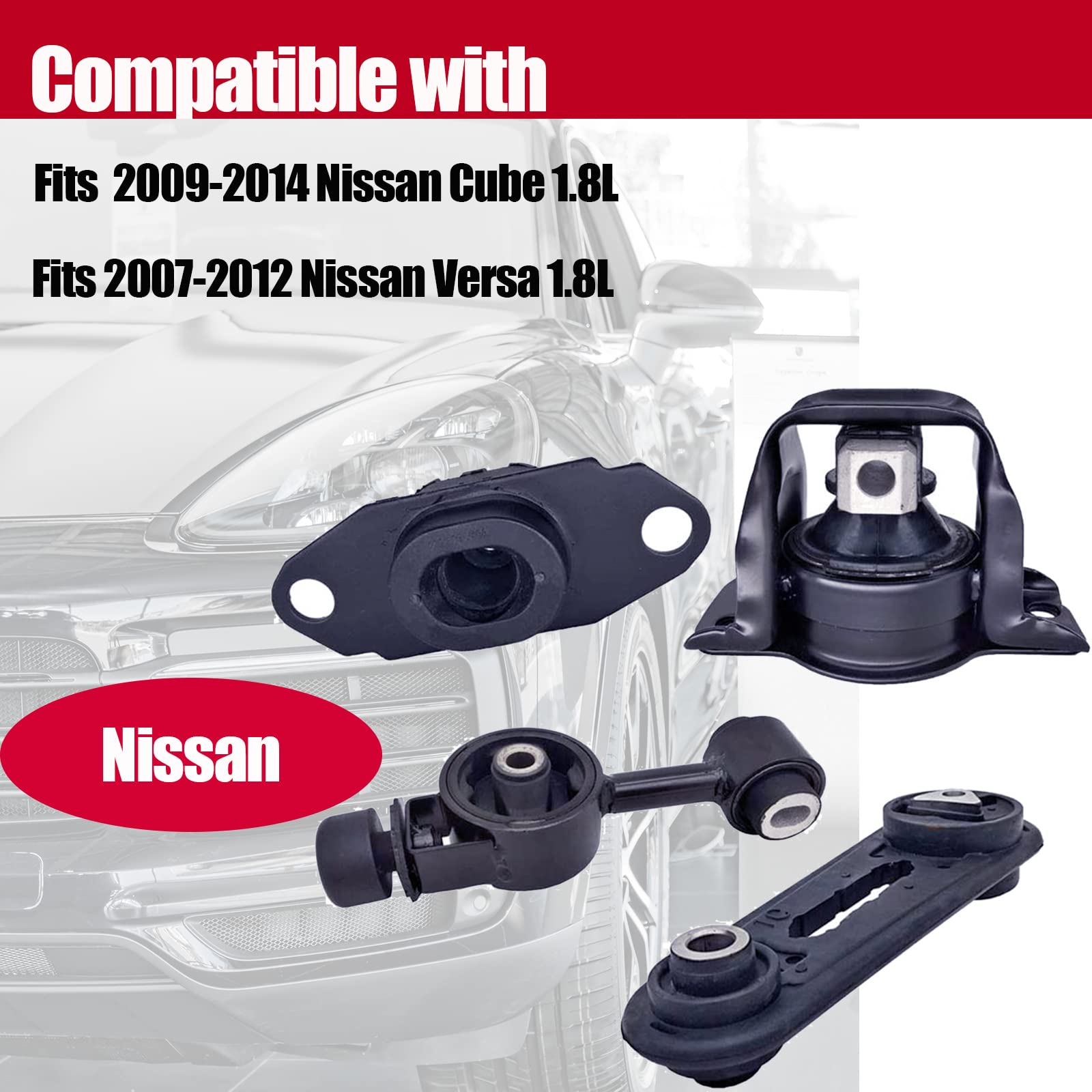 Engine Motor Mount Compatible With 2009-2014 Nissan Cube&2007-2012 Nissan Versa 1.8L A4312 A4318 A4320 A4323