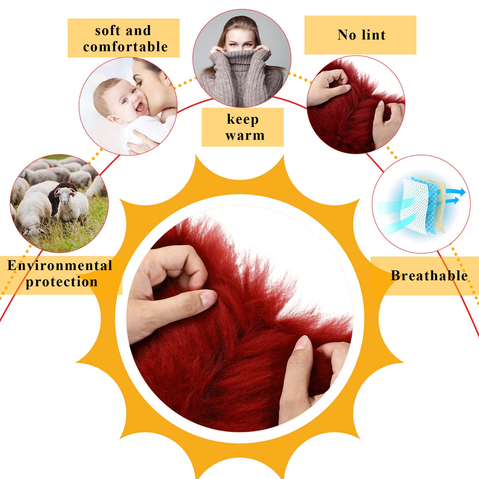 Frienda Furry Armrest Cover Auto Center Console Cover Car Soft Console Pad, Real Sheepskin Wool Soft Fluffy Auto Center Armrest