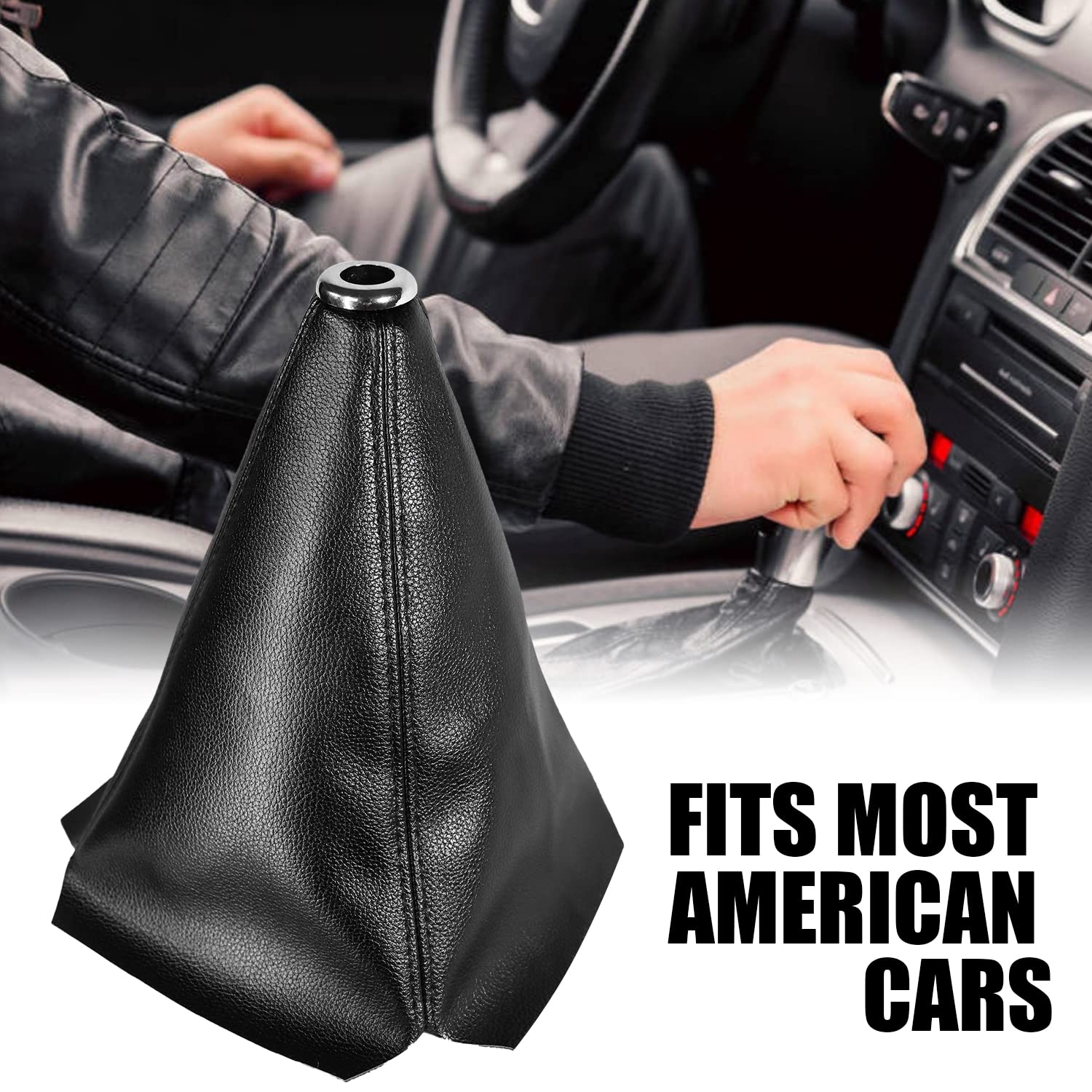 Qiang Kun Universal Car Shift Knob Dust Cover Black Pu Leather Manual/Auto Shifter Shift Boots Cover (Black)