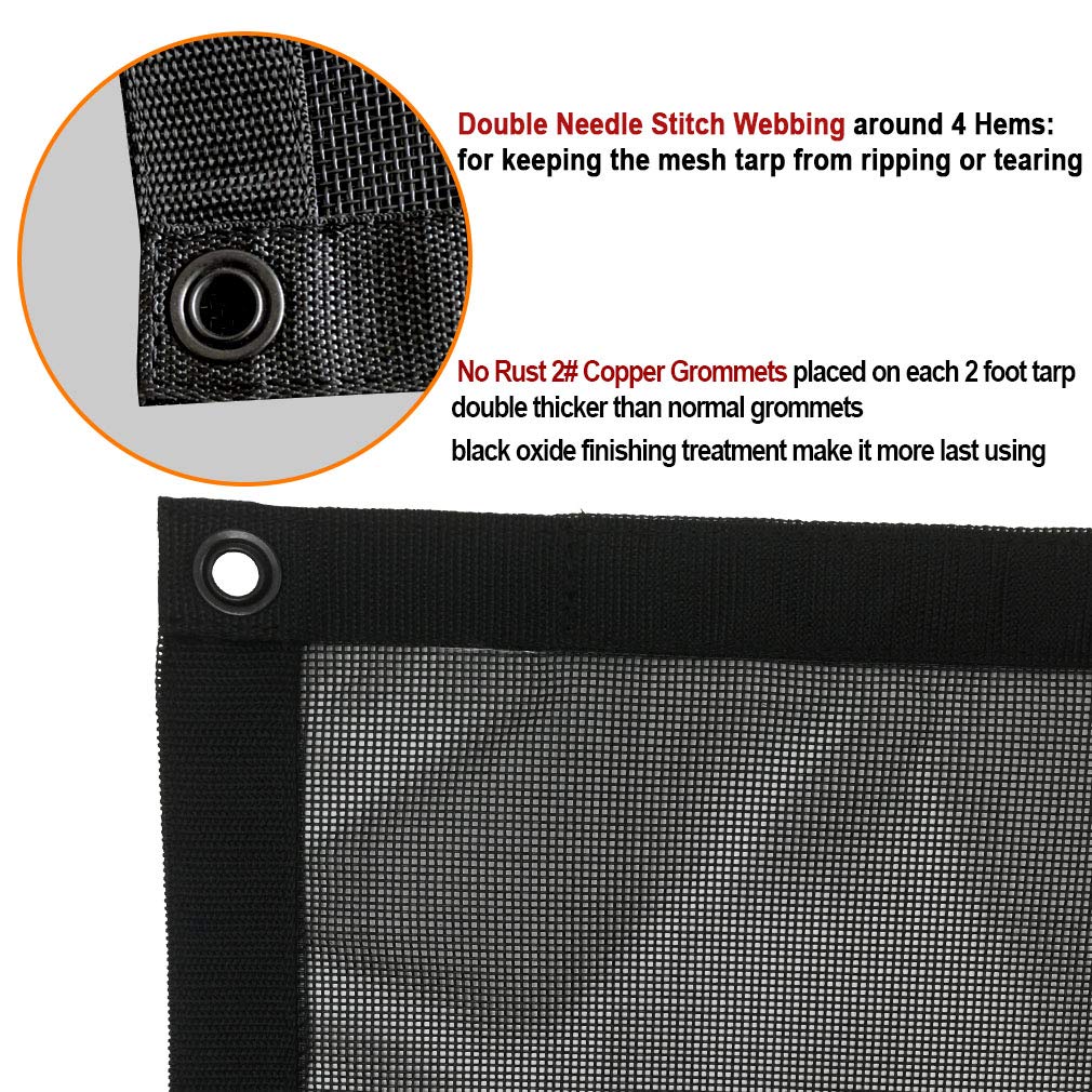 Dump Truck Mesh Tarp 8'X20' - Black Tentproinc Heavy Duty Cover With 6'' Pocket Reinforced Double Needle Stitch Webbing Ripping