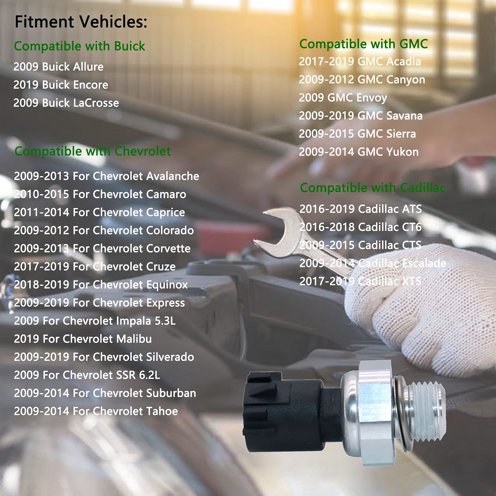 Kejsted Oil Pressure Sensor Switch Sending Unit 12673134 213-4411 Compatible With Chevy Suburban Silverado Tahoe Trailblazer Imp