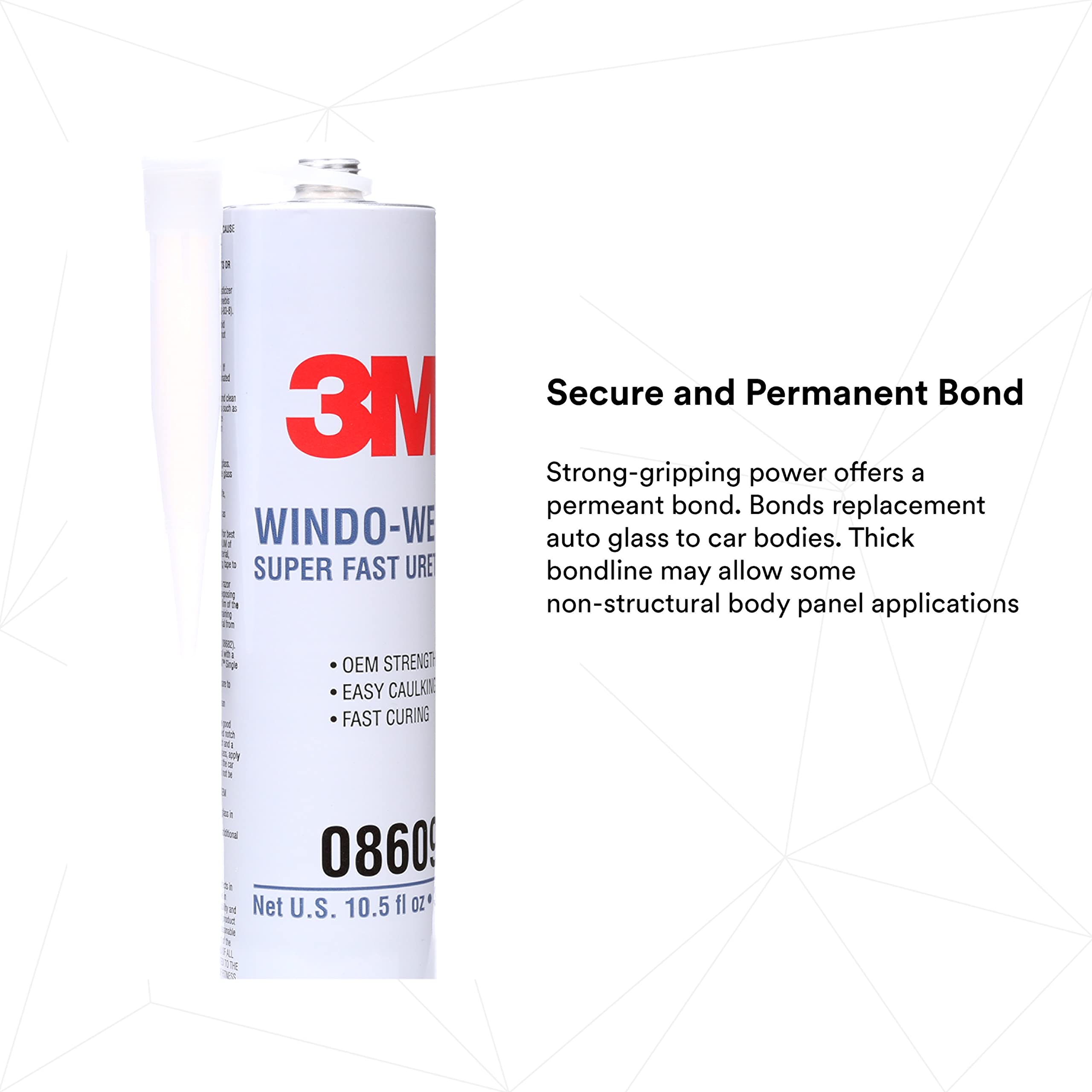 3M(Tm) Windo-Weld(Tm) Super Fast Urethane, 08609, Black, 10.5 Fl Oz Cartridge, 12 Per Case
