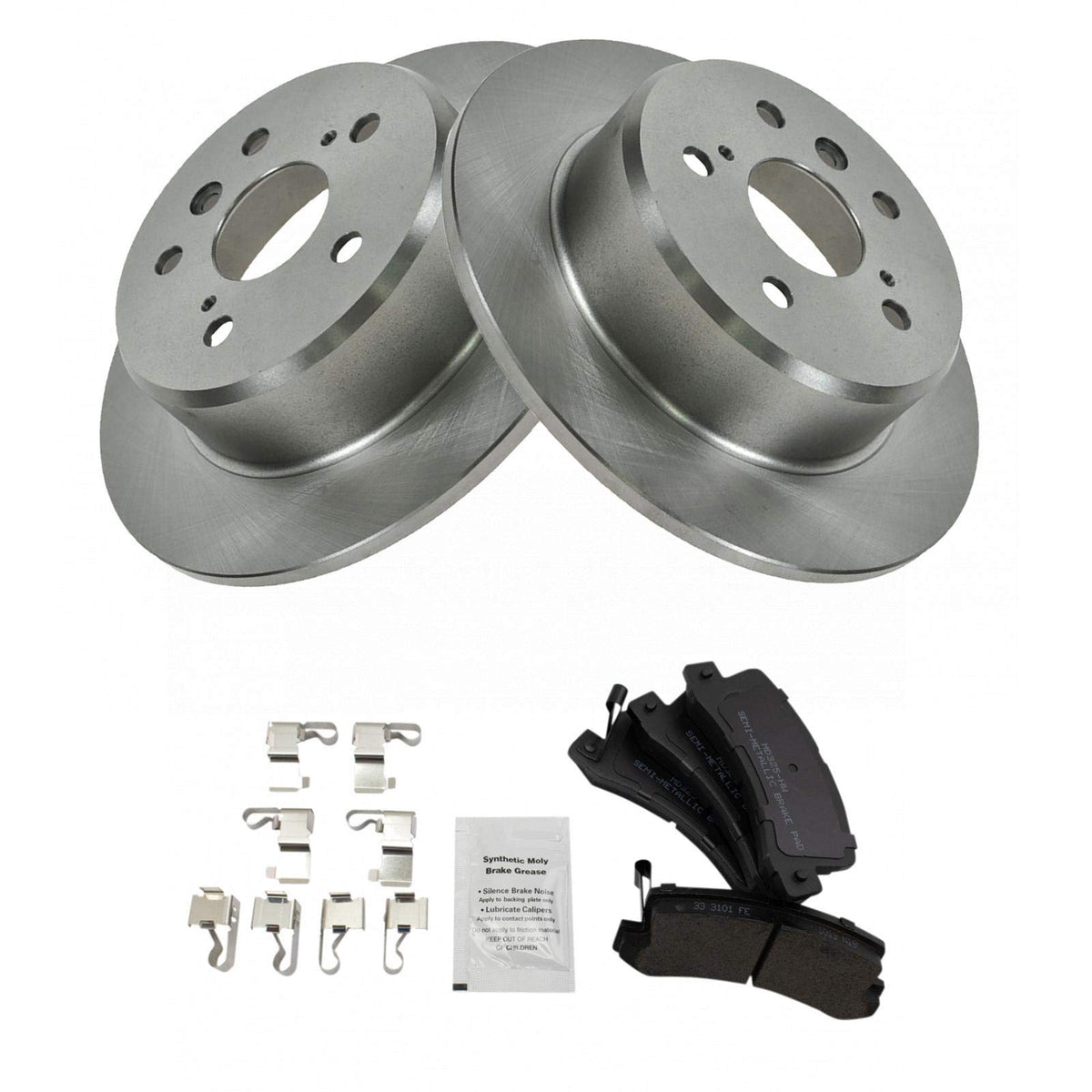 Trq Rear Brake Pad & Rotor Kit Brake Pads Brake Rotor Semi-Metallic Compatible With 1992-1996 Lexus Es300 1999-2003 Rx300 Toyota