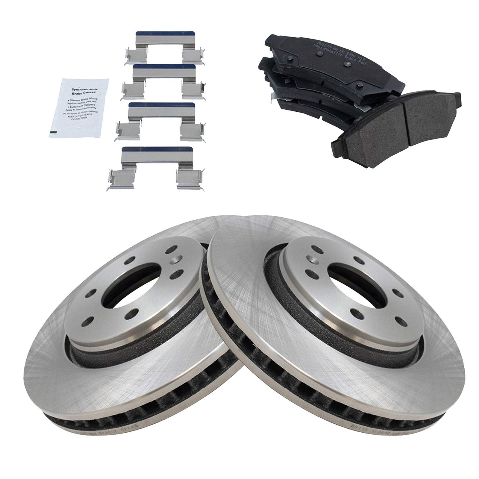 Trq Front Brake Pad & Rotor Kit Brake Pads Brake Rotor Semi-Metallic Compatible With 2006-2007 Buick Terraza 2006-2008 Chevrolet