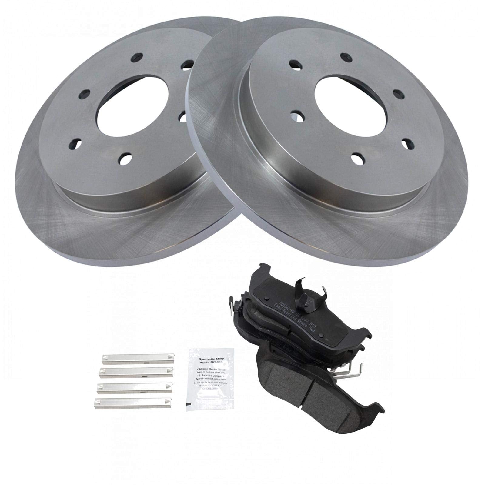 Trq Rear Brake Pad & Rotor Kit Brake Pads Brake Rotor Semi-Metallic Compatible With 2004-2010 Infiniti Qx56 2005-2015 Nissan Arm