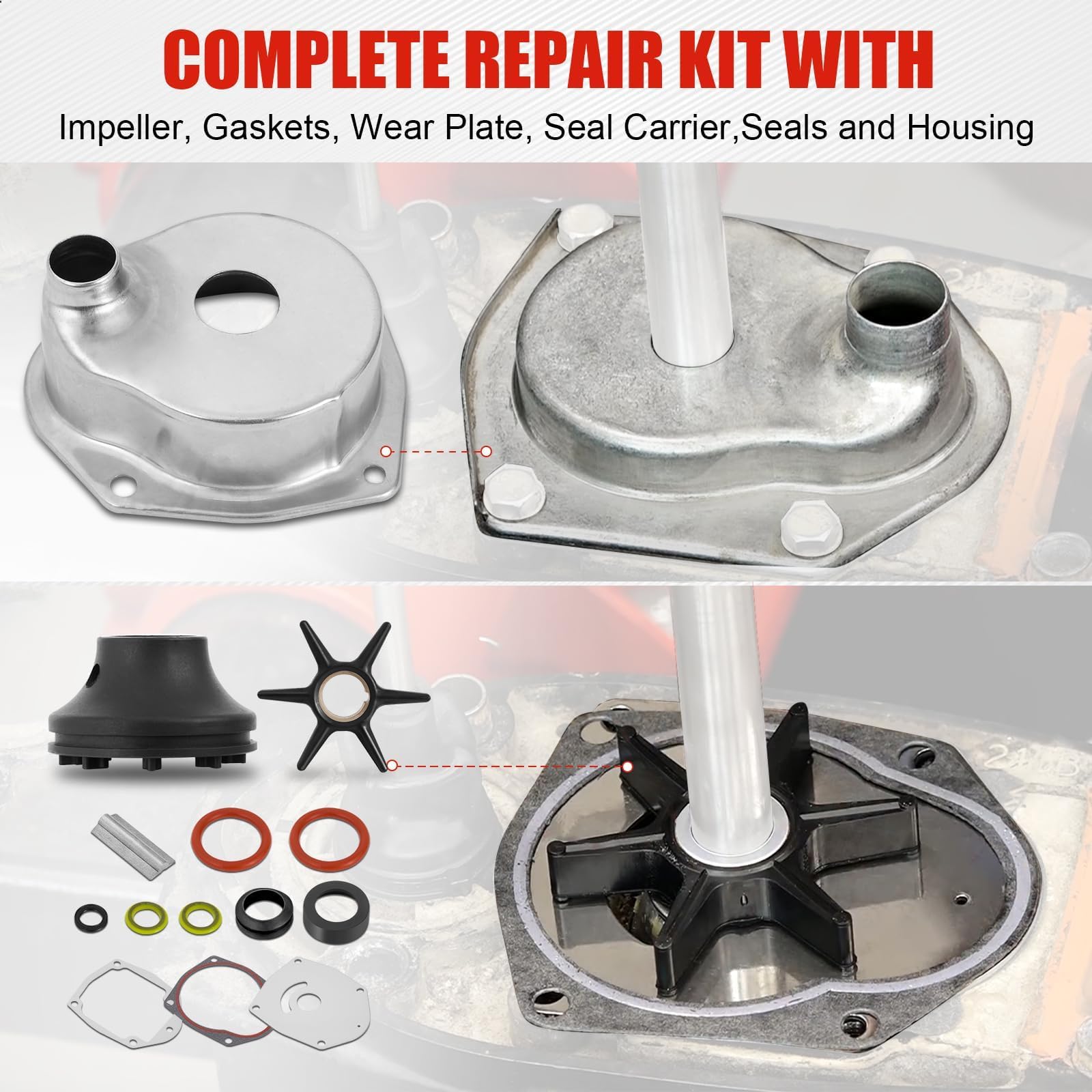 AUTOBABA Water Pump Repair Kit Compatible with 1991-2021 Mercury MerCruiser Alpha 1 Gen 2 Drives, Water Pump Impeller Repair Rep