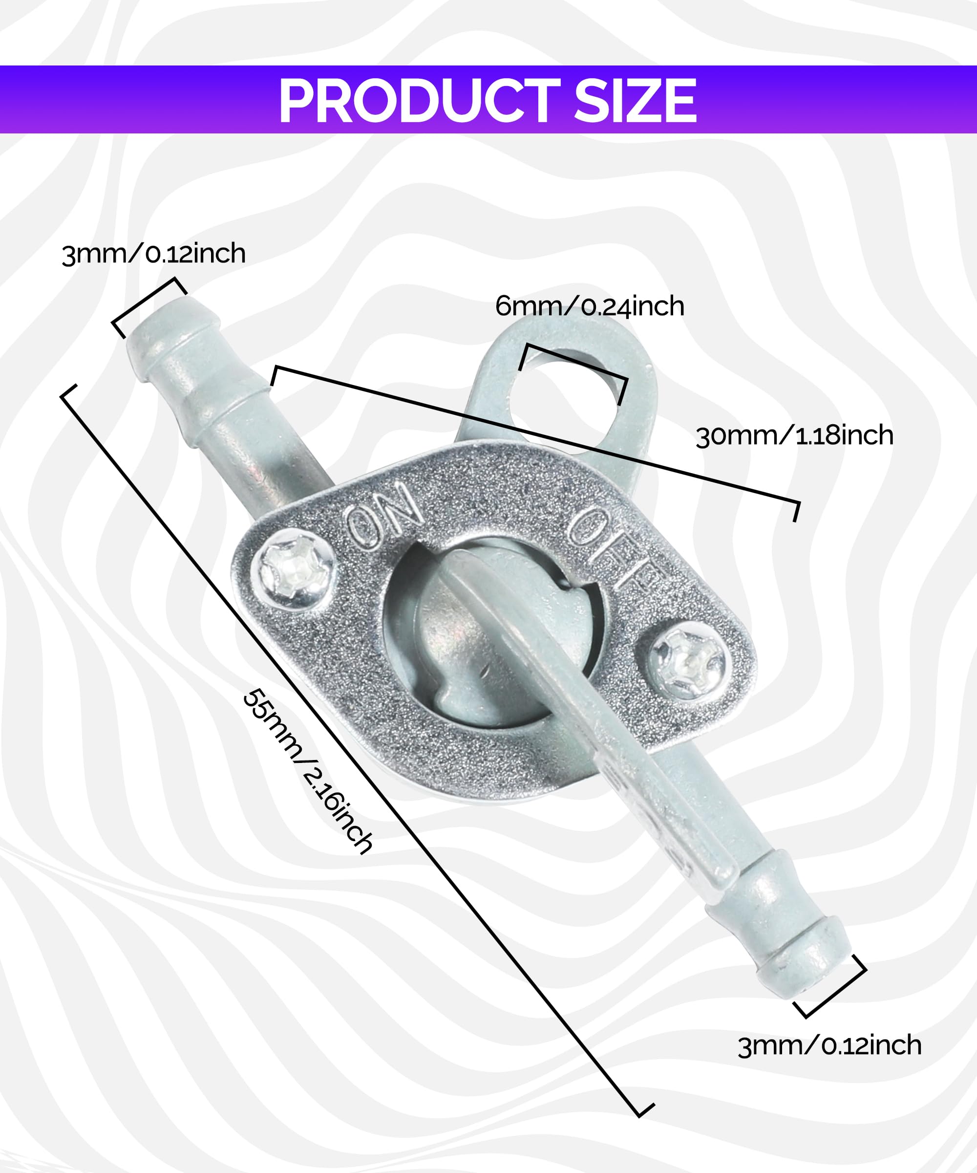 Racoona Fuel Shut Off Valve,Inline Gas Fuel Petcock Shut Off Valve,Car Accessories 3/16 Fuel Tank Tap Valve Petcock On-Off Switc