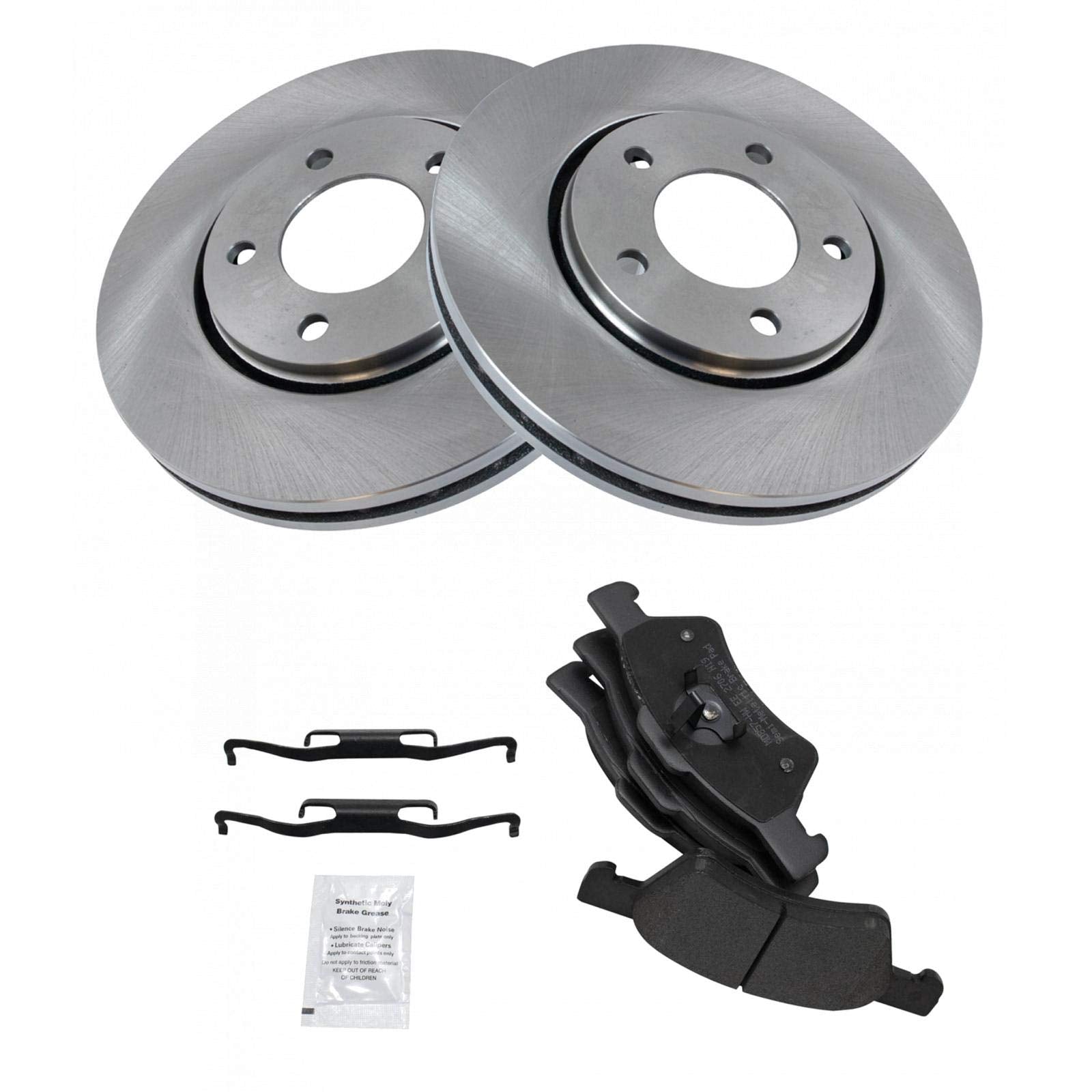 Trq Front Brake Pad & Rotor Kit Brake Pads Brake Rotor Semi-Metallic Compatible With 2001-2007 Chrysler Town & Country Dodge Car