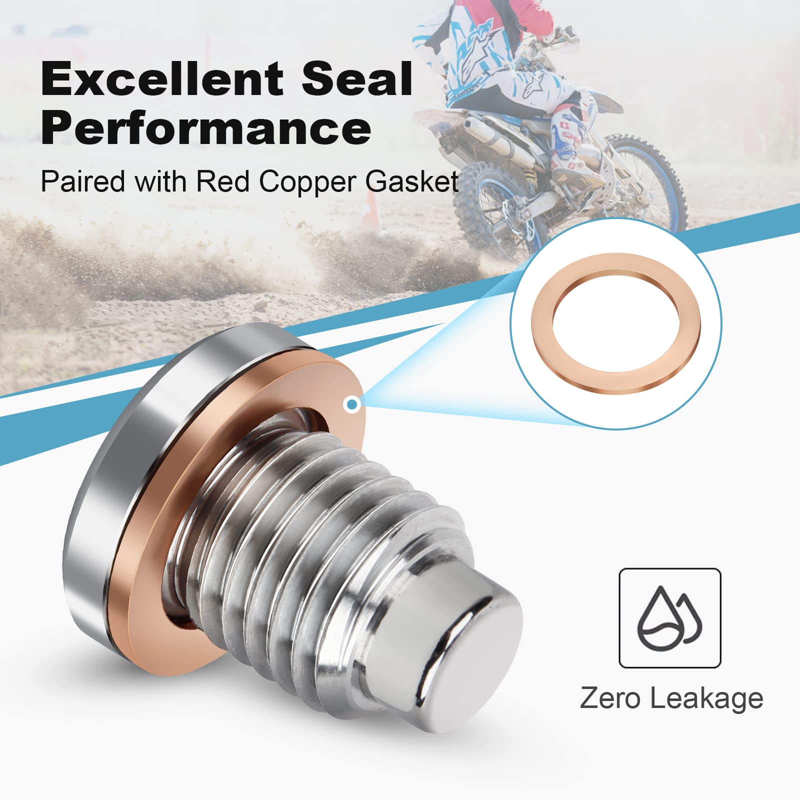 DEEFILL Magnetic Stainless Steel Crankcase Engine Oil Drain Plug with Copper Washer Fit for CR250 CR480, Polaris RZR Sportsman R