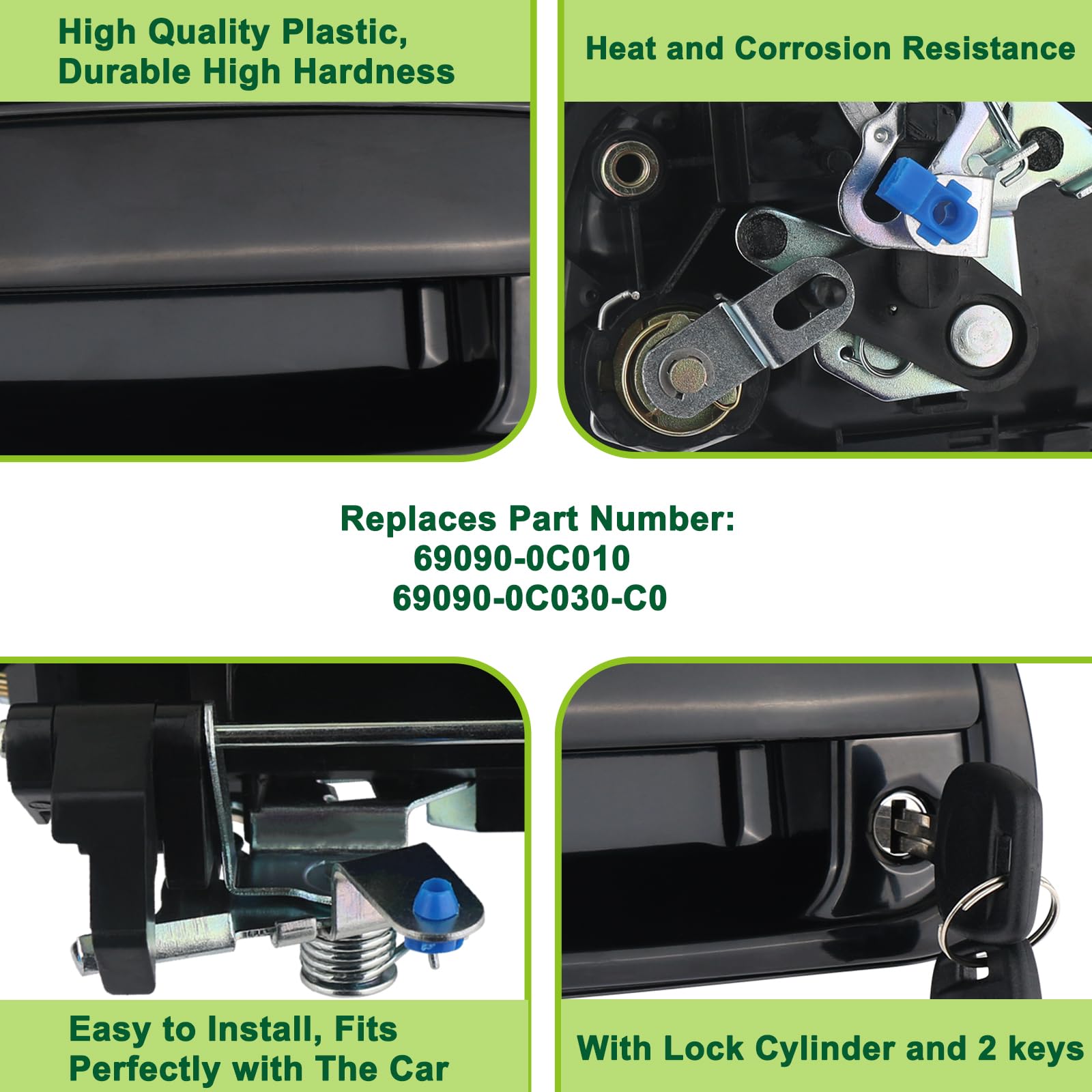 omoZone Tailgate Handle Liftgate Latch Handle with Key Lock Cylinder Smooth Black Compatible with 2000-2006 Toyota Tundra Replac