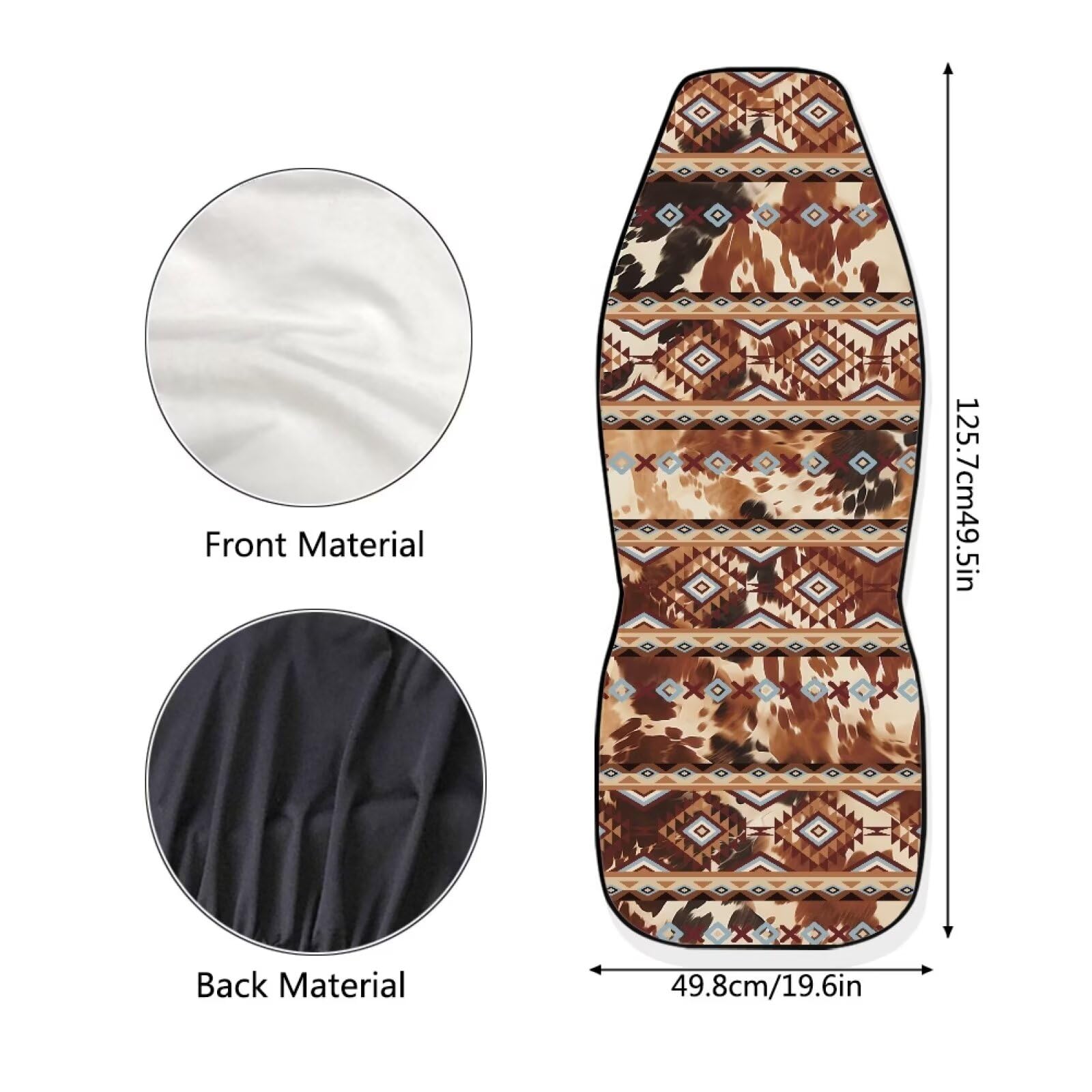 Salabomia Aztec Tribal Car Seat Cover, Cow Print Stretchy Car Seat Protector Cover for Women, Comfortable 2 Piece Car Seat Cover
