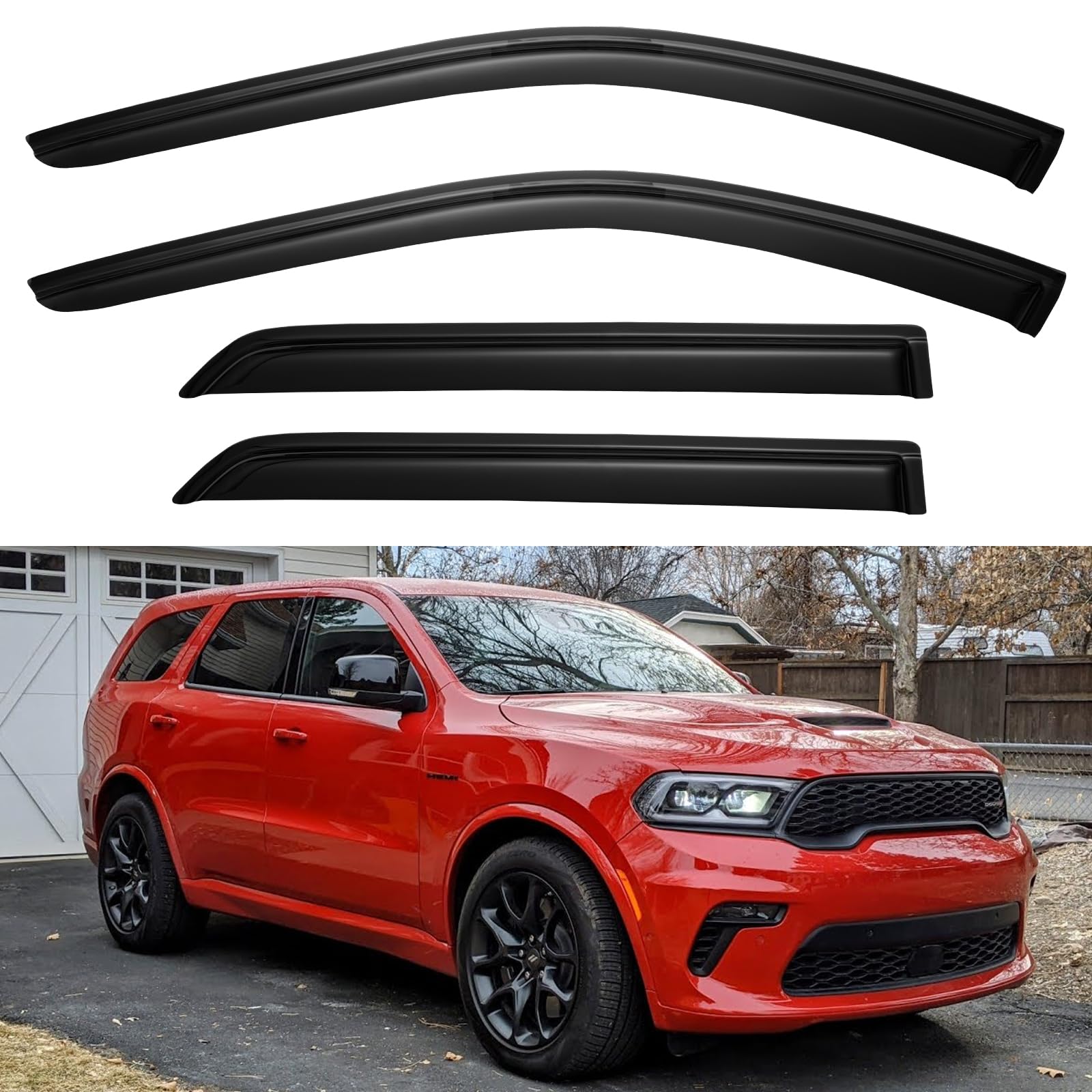 Window Visors Rain Guards for 2011-2024 Dodge Durango, Out-Channel Window Vent Wind Deflectors Visors Shades for 11-24 Durango