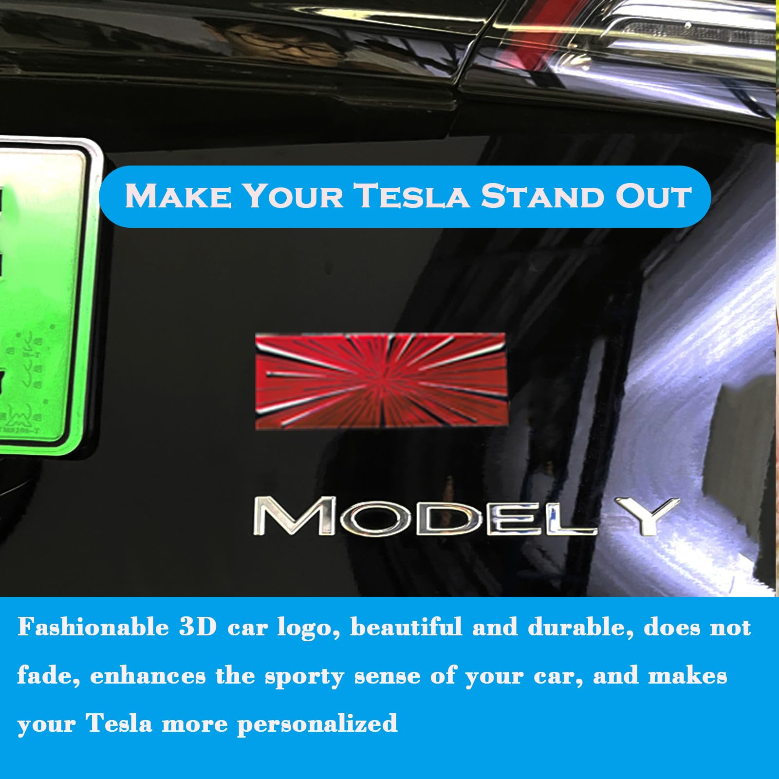 Yhcdsea Dual Motor Badge Emblem Sticker Plaid Decor Compatible For Model 3 Y X S Accessories (Ludicrous-Red Black)