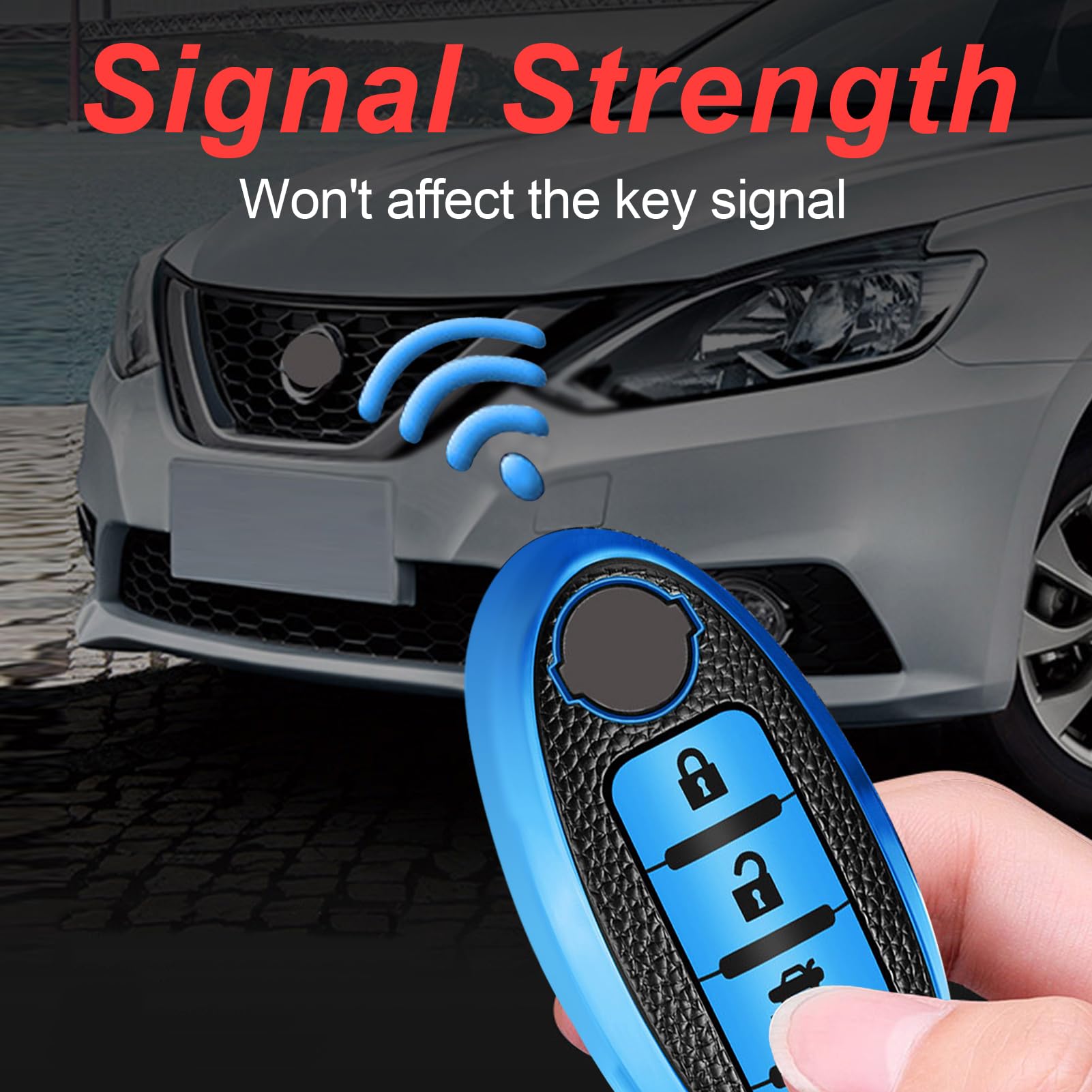 Key Fob Cover For Nissan With Keychain Accessories, Premium Soft Tpu Full Protection Key Case For Altima Rogue Sentra Maxima Arm