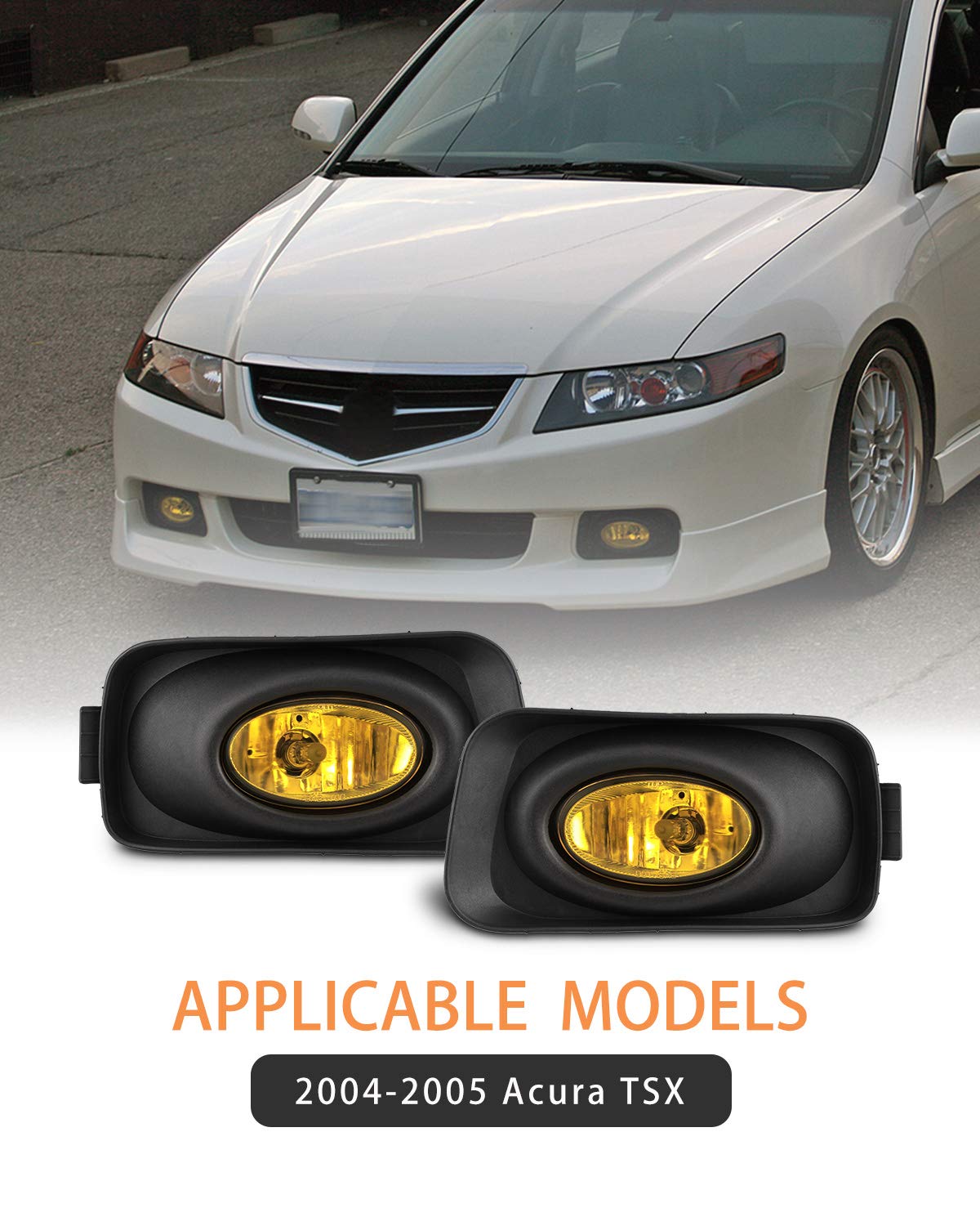 Autowiki Fog Lights For 2004-2005 Acura Tsx Oem Replacement Fog Lamps With Yellow Lens 2Pcs