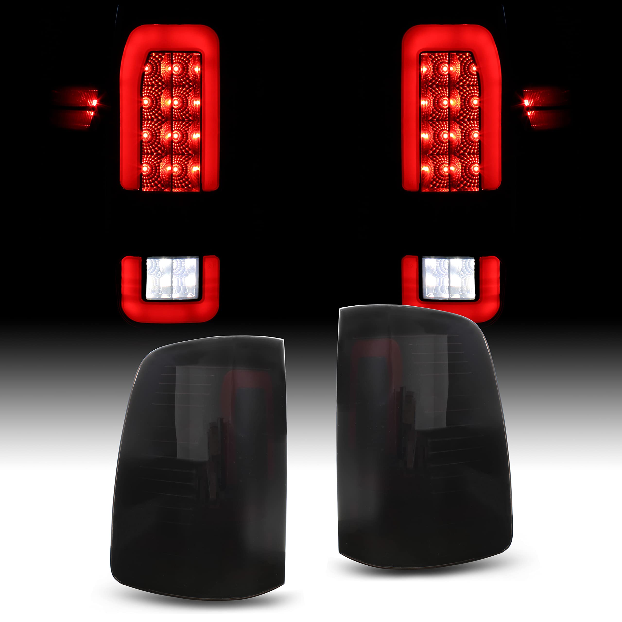 Kewisauto Full Led Tail Light For 2009-2018 Dodge Ram 1500, New Upgrade Smoked Lens Led Rear Light Brake Light Taillights For Dodge Ram 1500 2500 3500 2009-2018 Accessories (2Pcs)