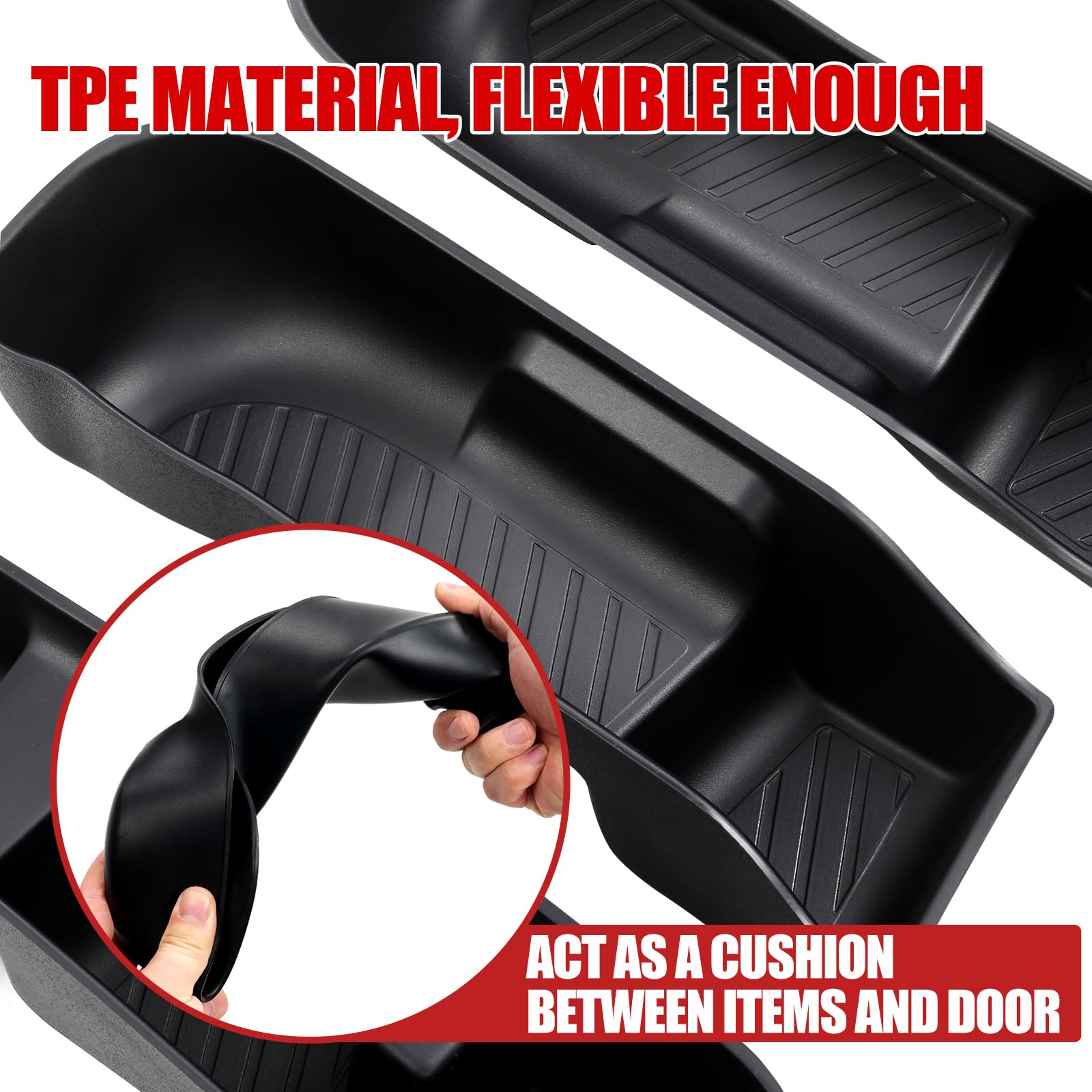 Mabett Door Side Storage Tray for Ford Maverick 2022-2025, TPE Organizer Box Set, Black, 4PCS