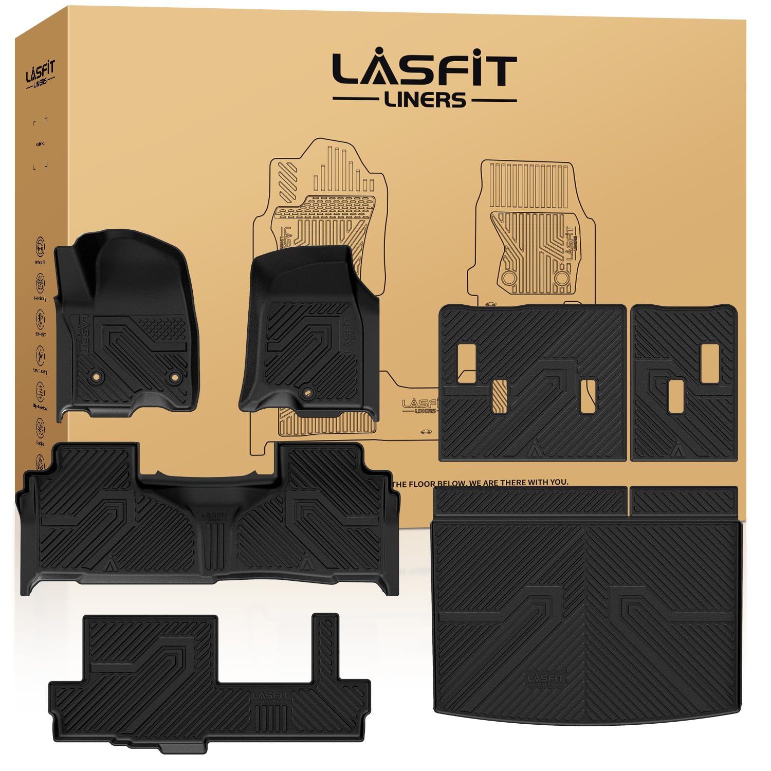 Lasfit Floor Mats For Chevrolet Chevy Suburban/Gmc Yukon Xl (Only Yukon Xl, Not Fit Yukon)/Cadillac Escalade Esv (Only Escalade