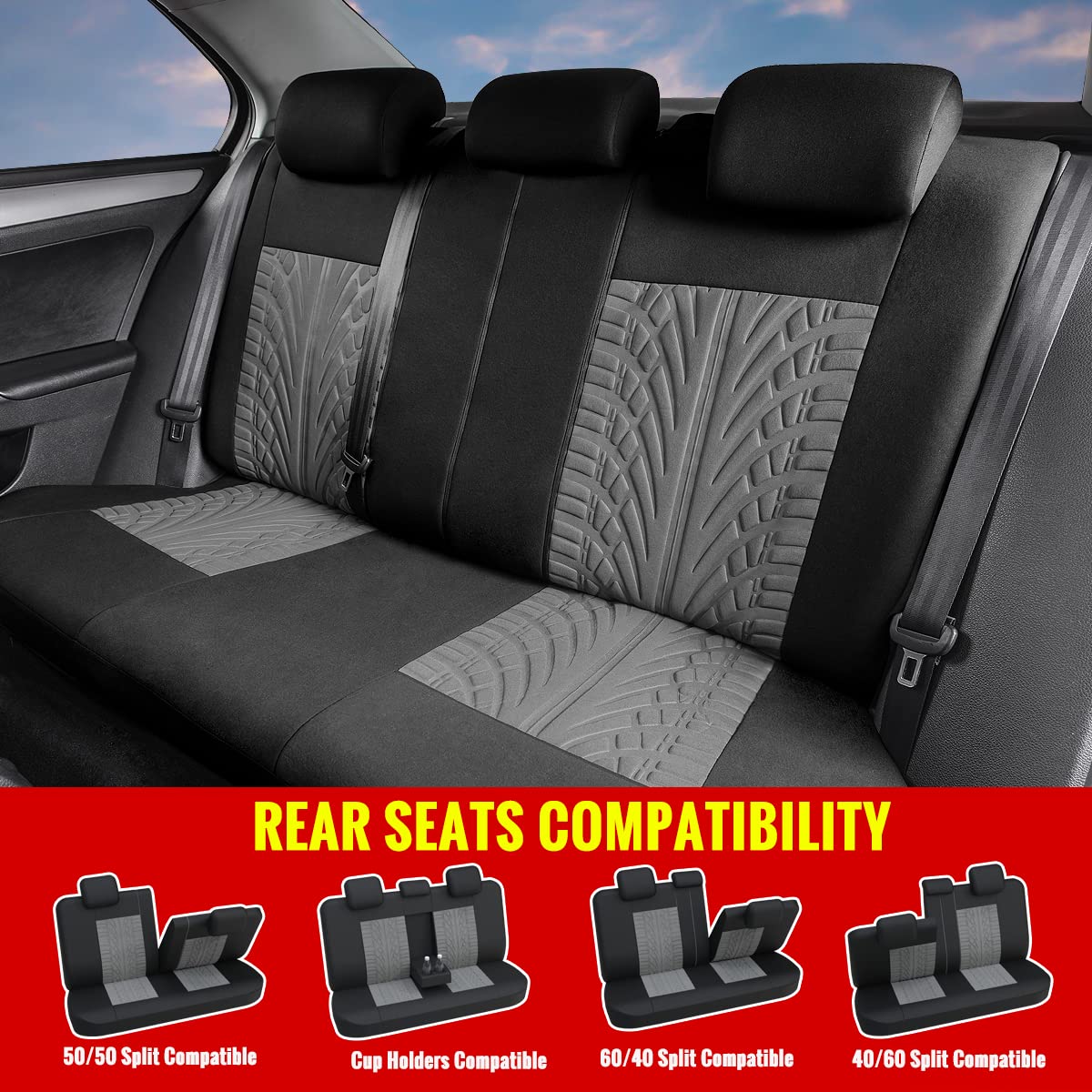 Autoyouth Three Row Car Seat Covers With 7 Headrests Universal Fit Seat Cover Set For Cars Auto Trucks Suv Airbag Compatible And