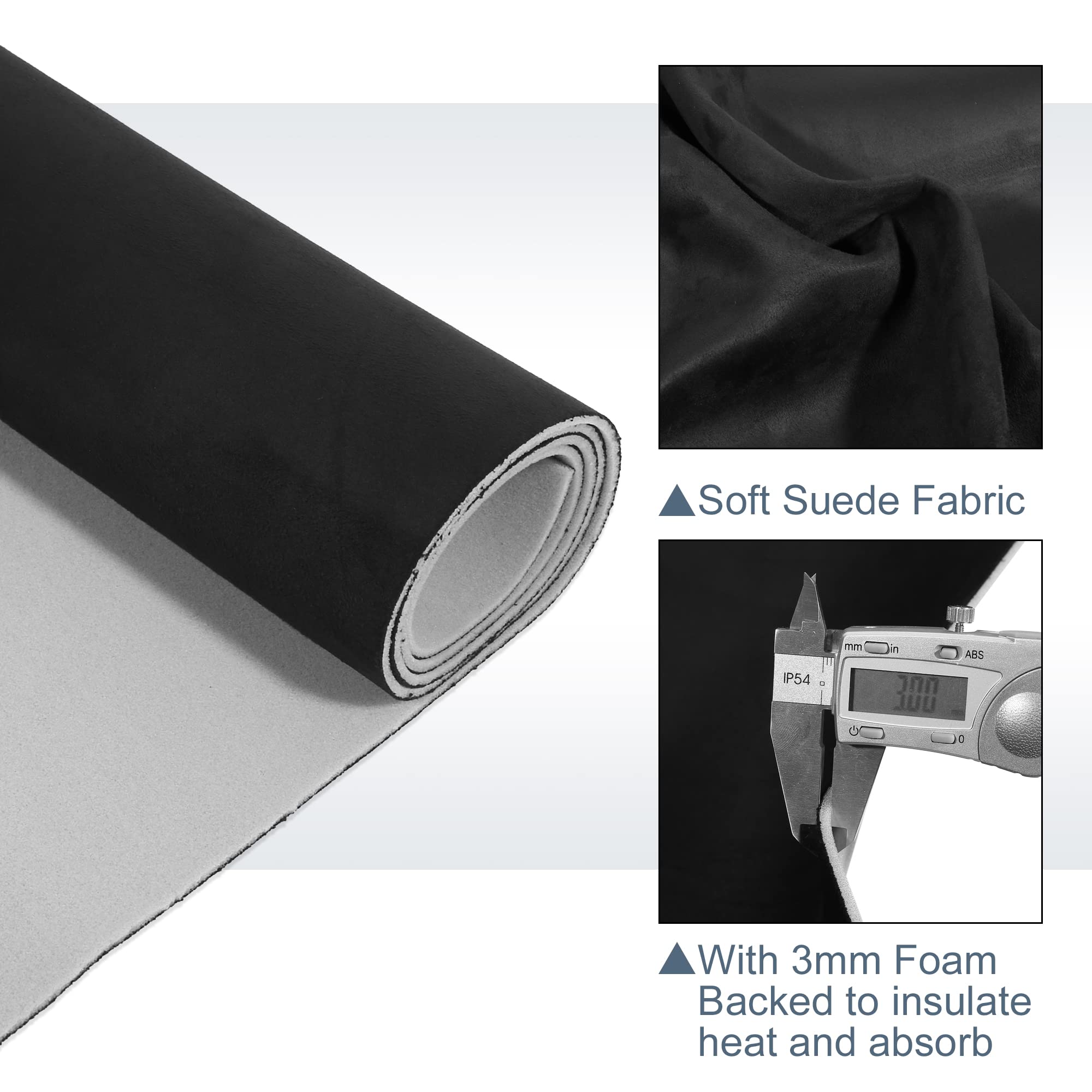 X AUTOHAUX Suede Headliner Fabric 87'' Length x 60'' Width Foam Backed for Car Truck RV SUV Interior Trim Protect Aging Broken F
