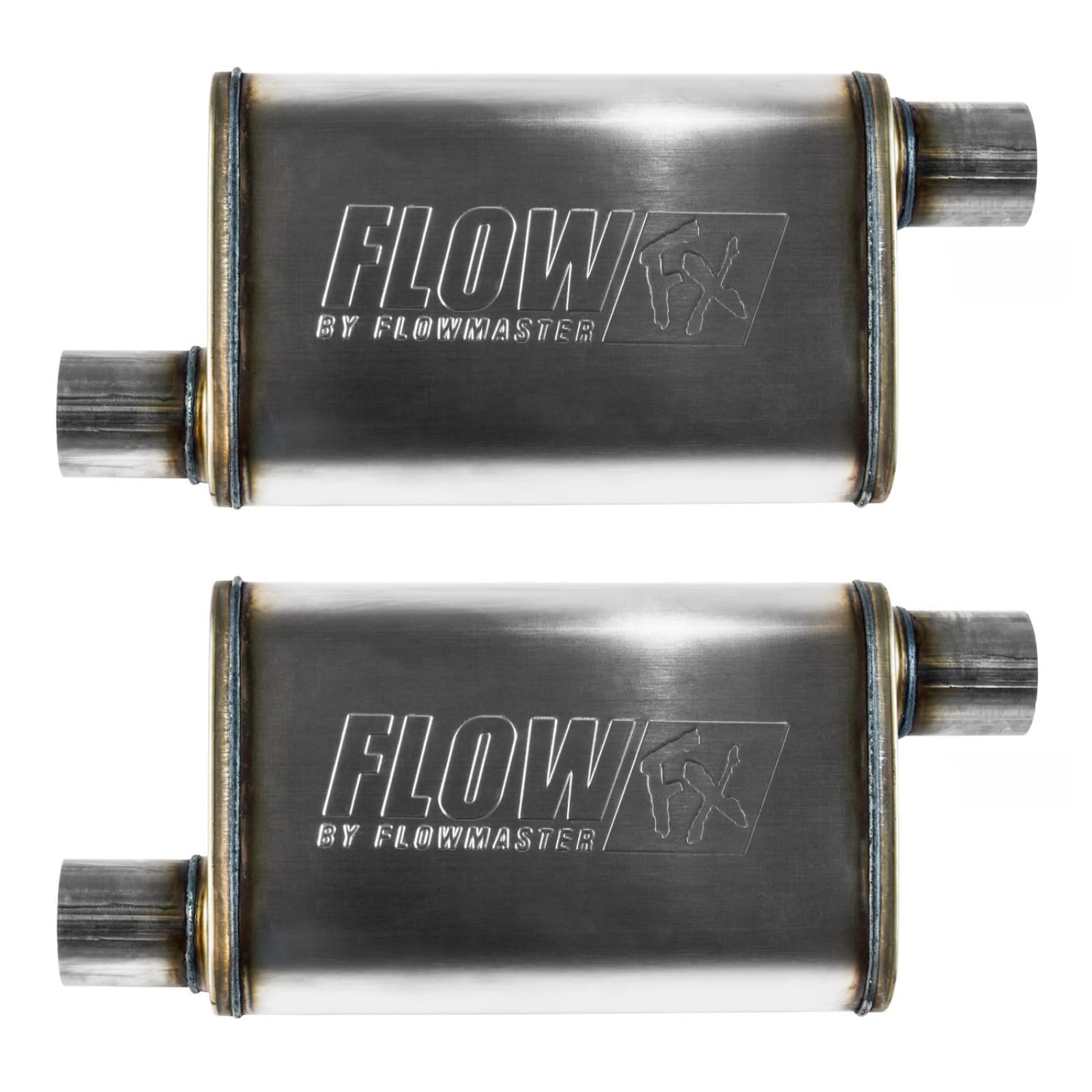Flowmaster 71236 FlowFX Muffler (2 Pack), 409S 2.5'' Offset In / 2.50 Out Moderate Sound by MAPerformance