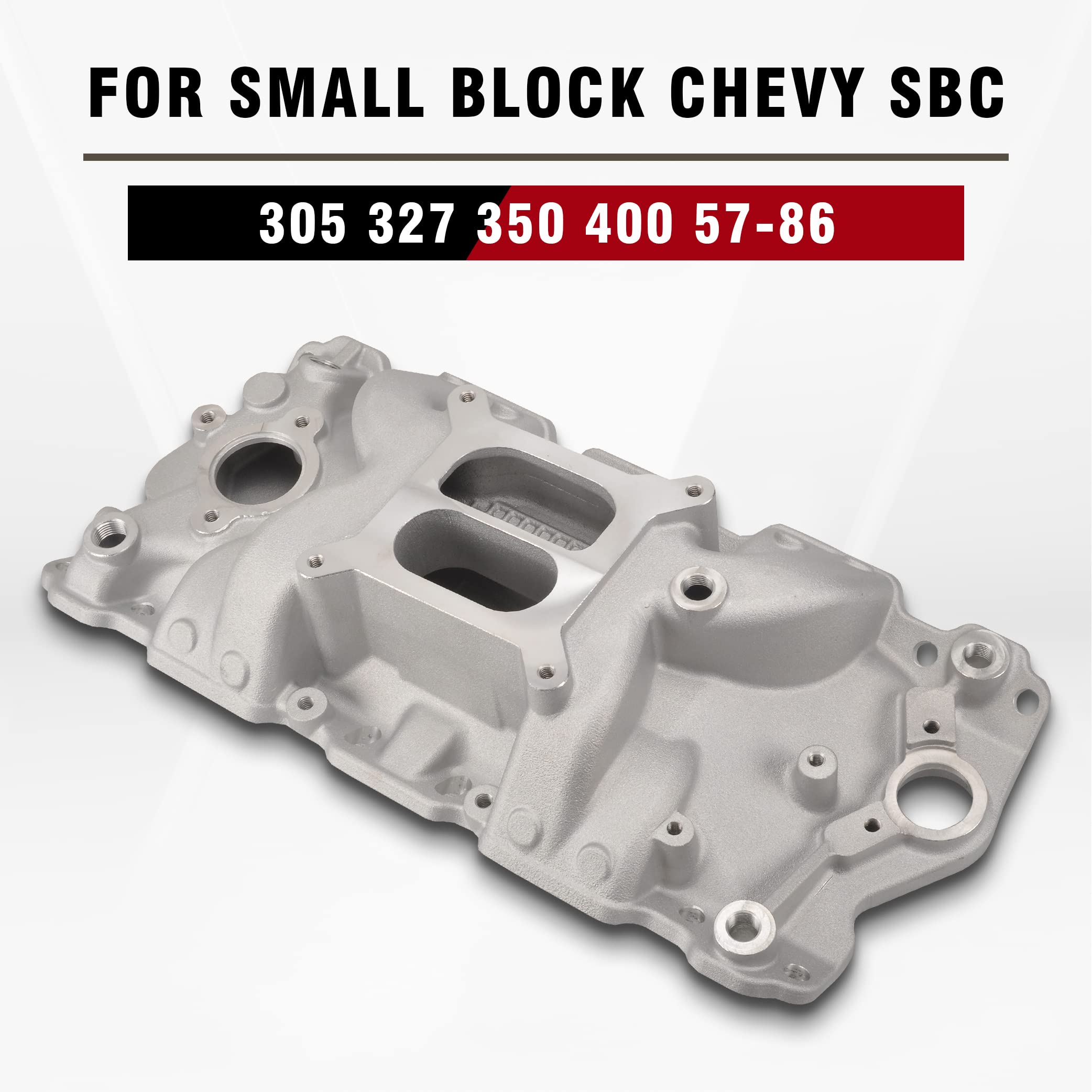 FGJQEFG Intake Manifold Aluminum Satin Compatible with Small Block Chevy SBC 305 327 350 400 1957-1986