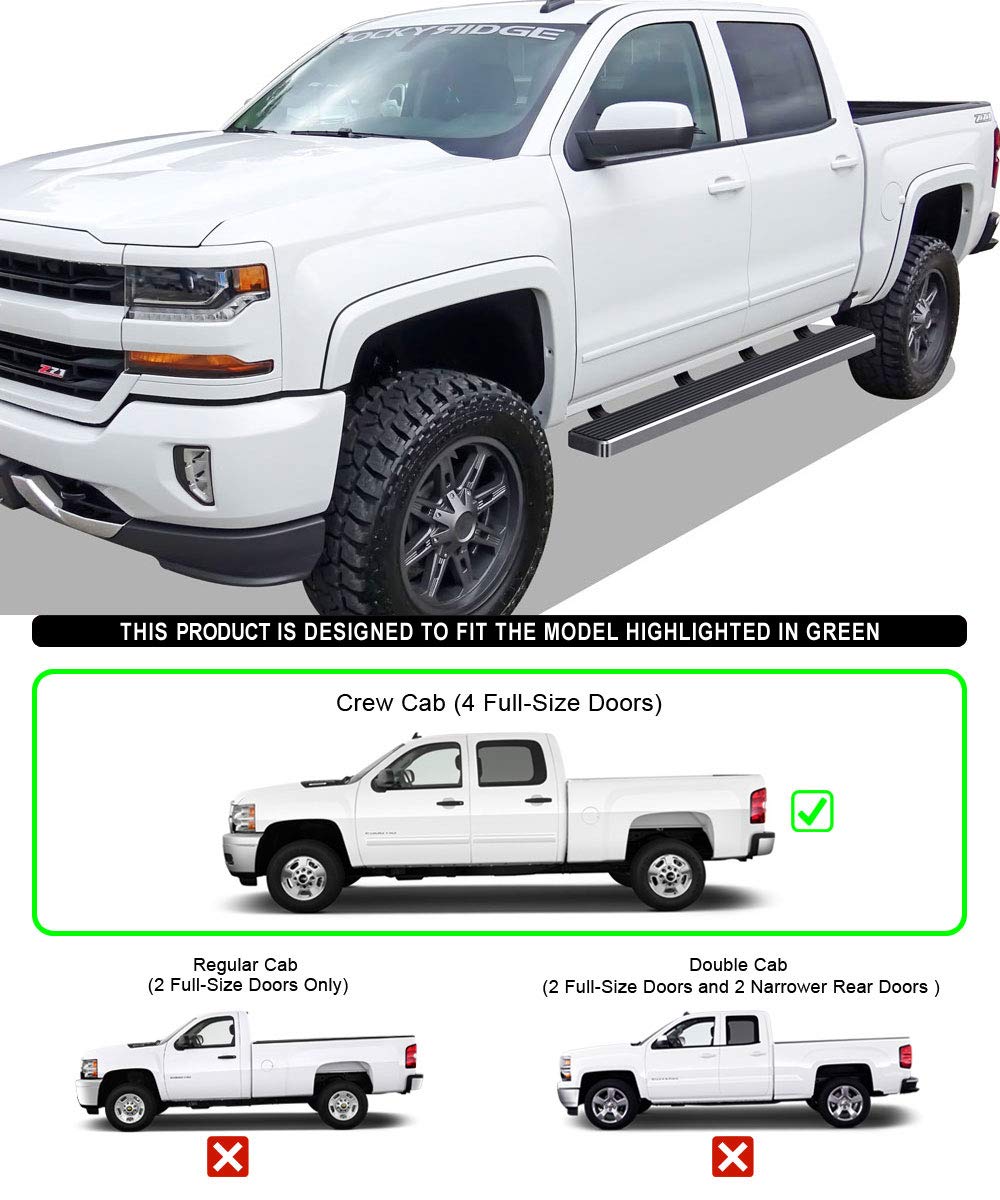 Aps (Polished Silver 5In 304 Stainless Steel Running Boards Nerf Bars Compatible With Chevy Silverado Gmc Sierra 1500 2007-2018