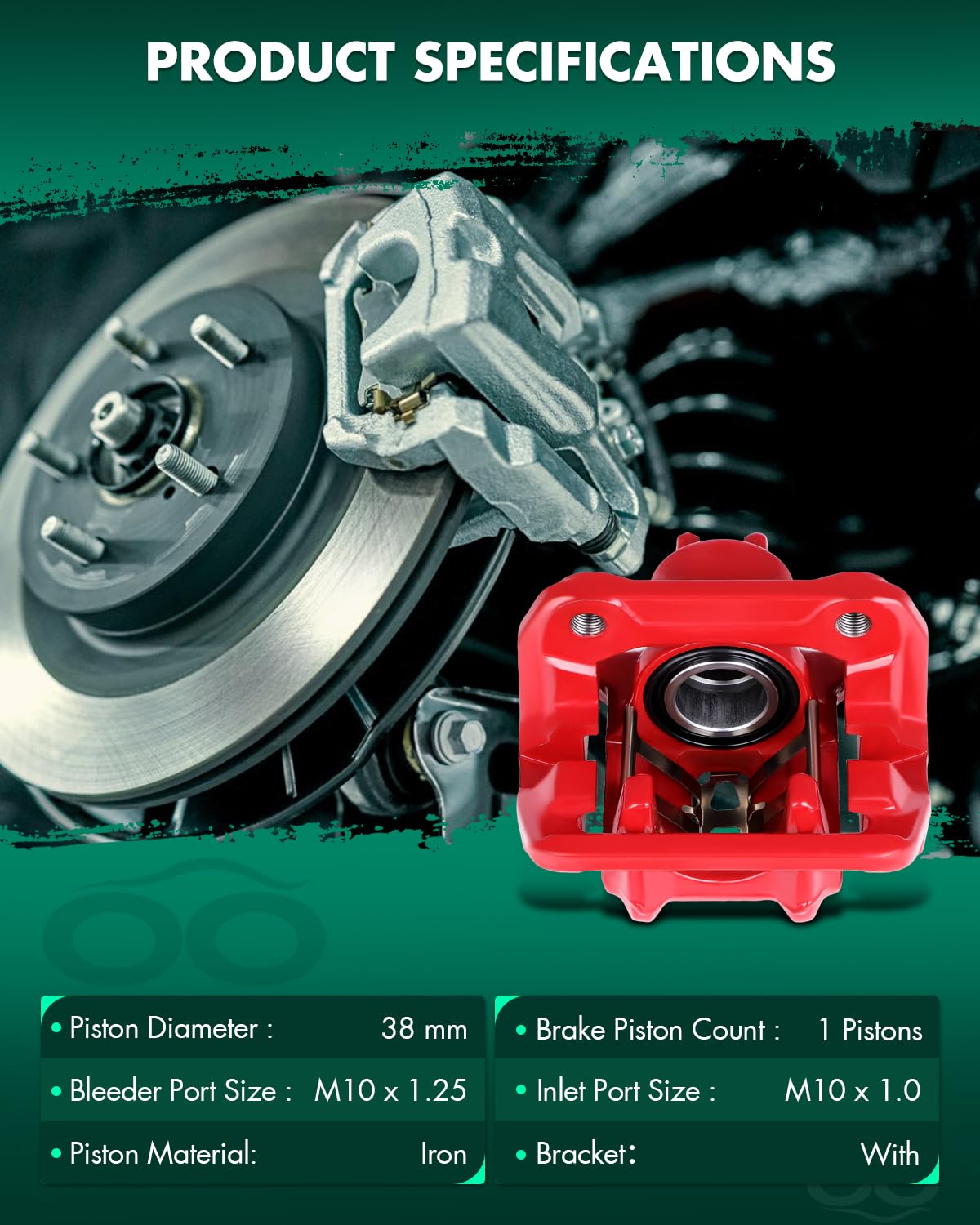 Scitoo Rear Left+Right Brake Calipers With Bracket 19B6886 19B6887 Red Compatible For Acura Rdx 2013-2018 For Honda Crosstour 20