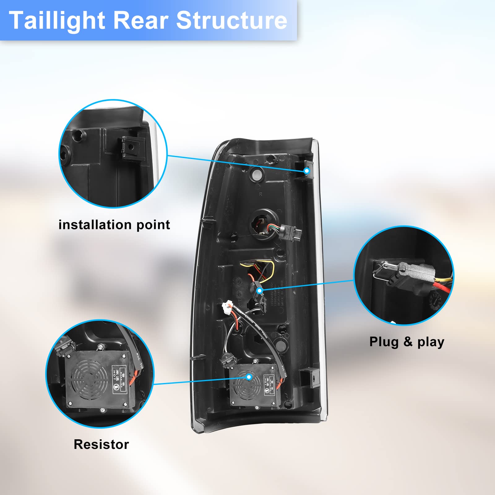 Roxx Full Led Tail Lights For 1999-2006 Chevrolet Silverado 1999-2003 Gmc Sierra, Tail Rear Lamps Replacement W/Running Light, Turn Signal, Brake And Reverse Lights Driver And Passenger Side