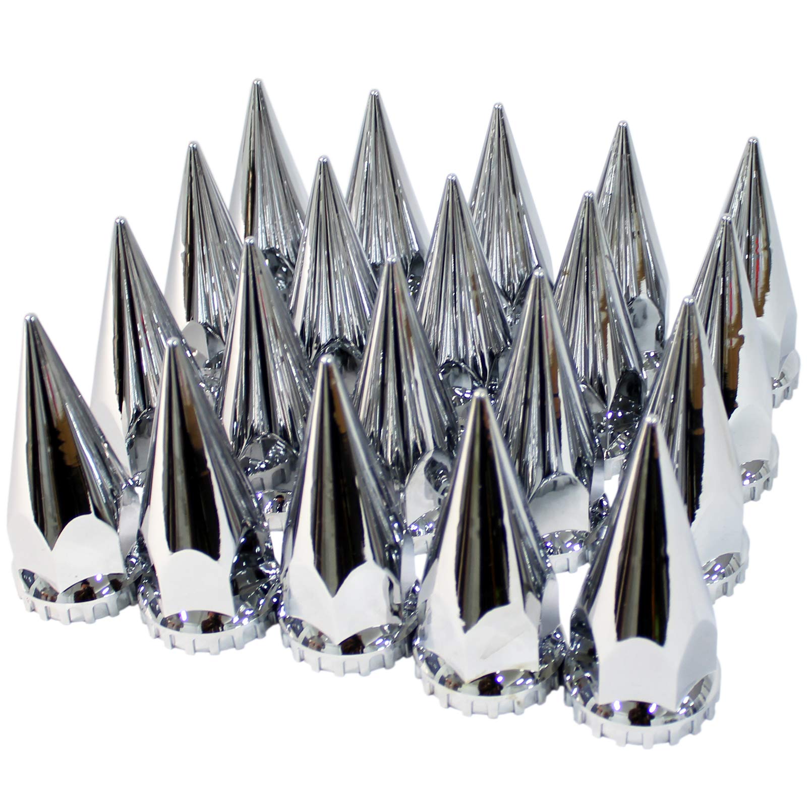 Mrjlk Chrome Abs Complete Axle Cover Set With Hub Caps And 33Mm Screw-On Spiked Lug Nut Covers For Semi Trucks (2 Front)