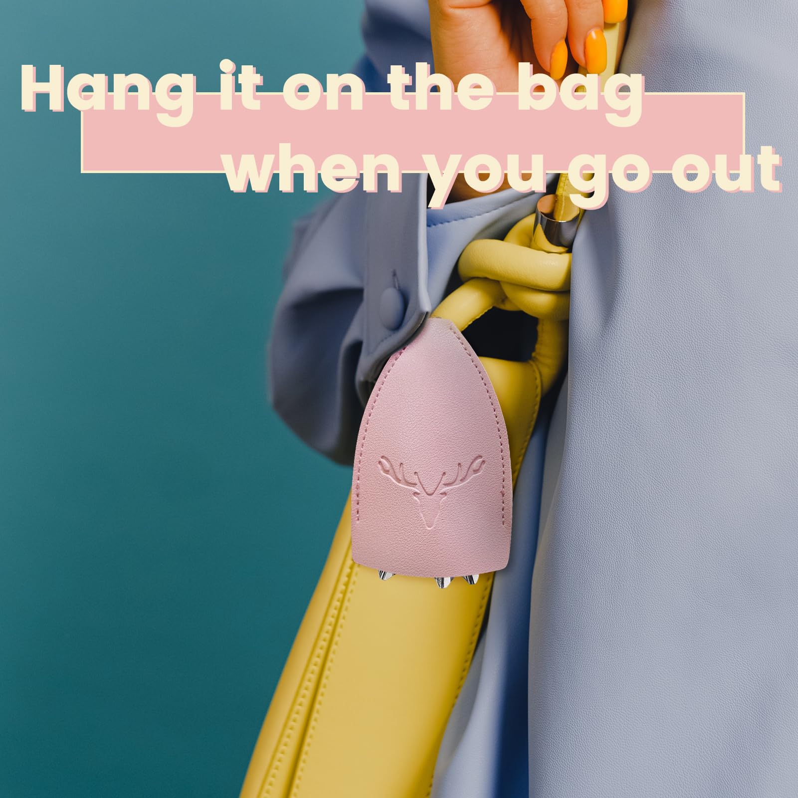 WisePoint Cute Key Fob Case 4PCS, PU Leather Car Key Case Portable Key Pouch for Car Keys, Personalized Pull Out Key Bag (deer)