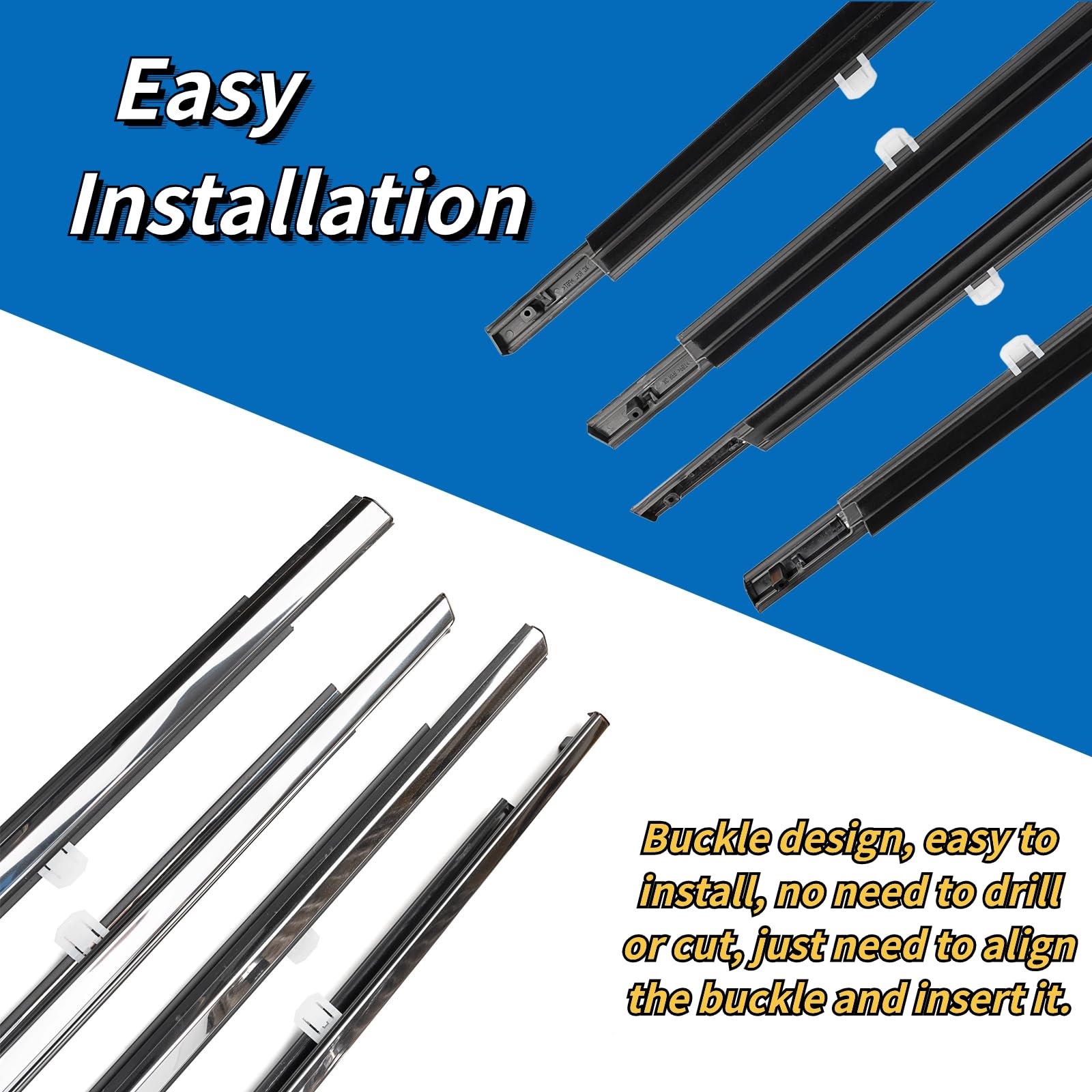 4Pcs Weatherstrip Window Moulding Trim Seal Belt Compatible With 2008-2012 Honda Accord Replaces#72410-Ta0-A01 72450-Ta0-A01 729