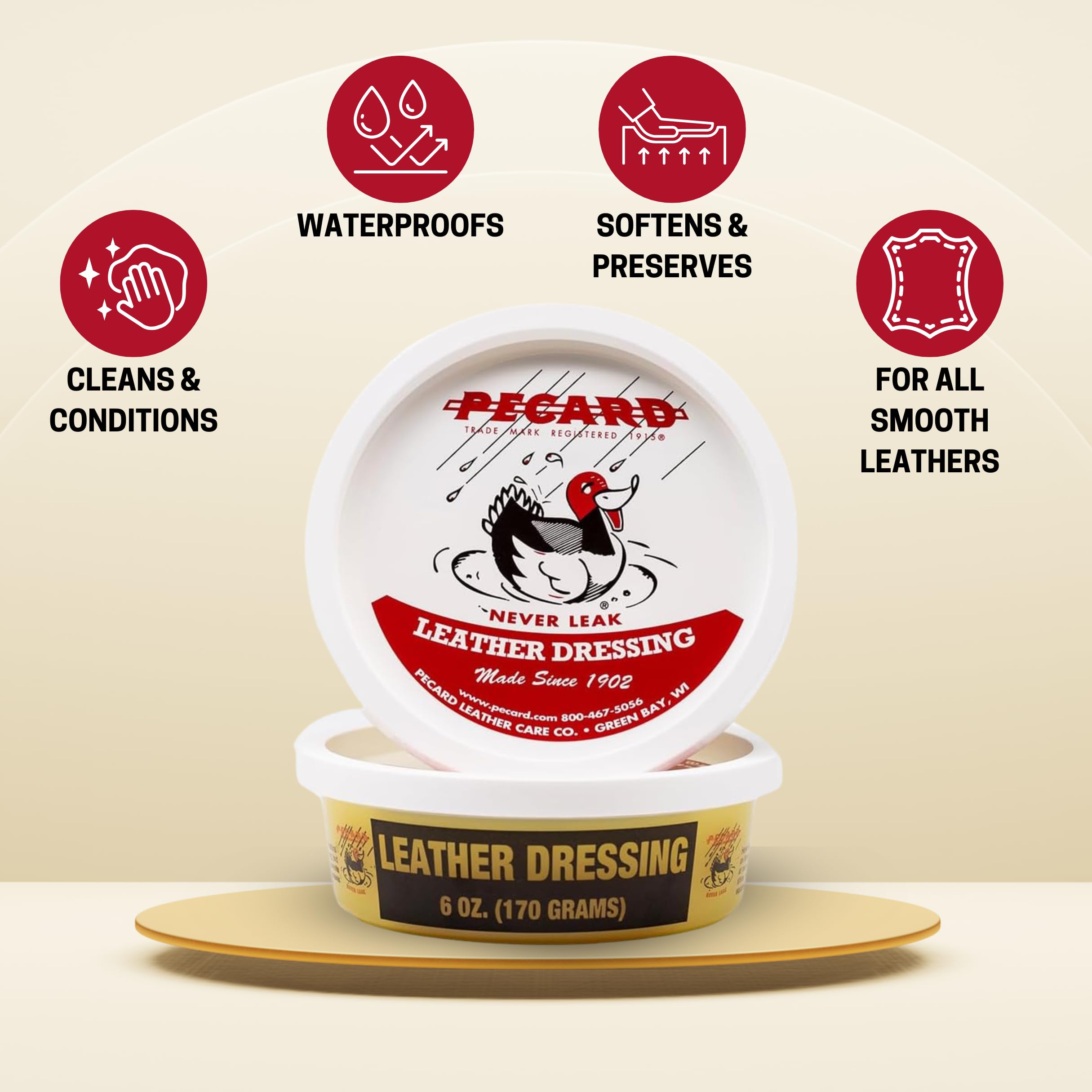Pecard Leather Dressing 6 Oz – Waterproofer And All-Purpose Leather Conditioner For Oil-Tanned, Chrome-Tanned, And Exotic Leathers – Cleans, Conditions, And Preserves