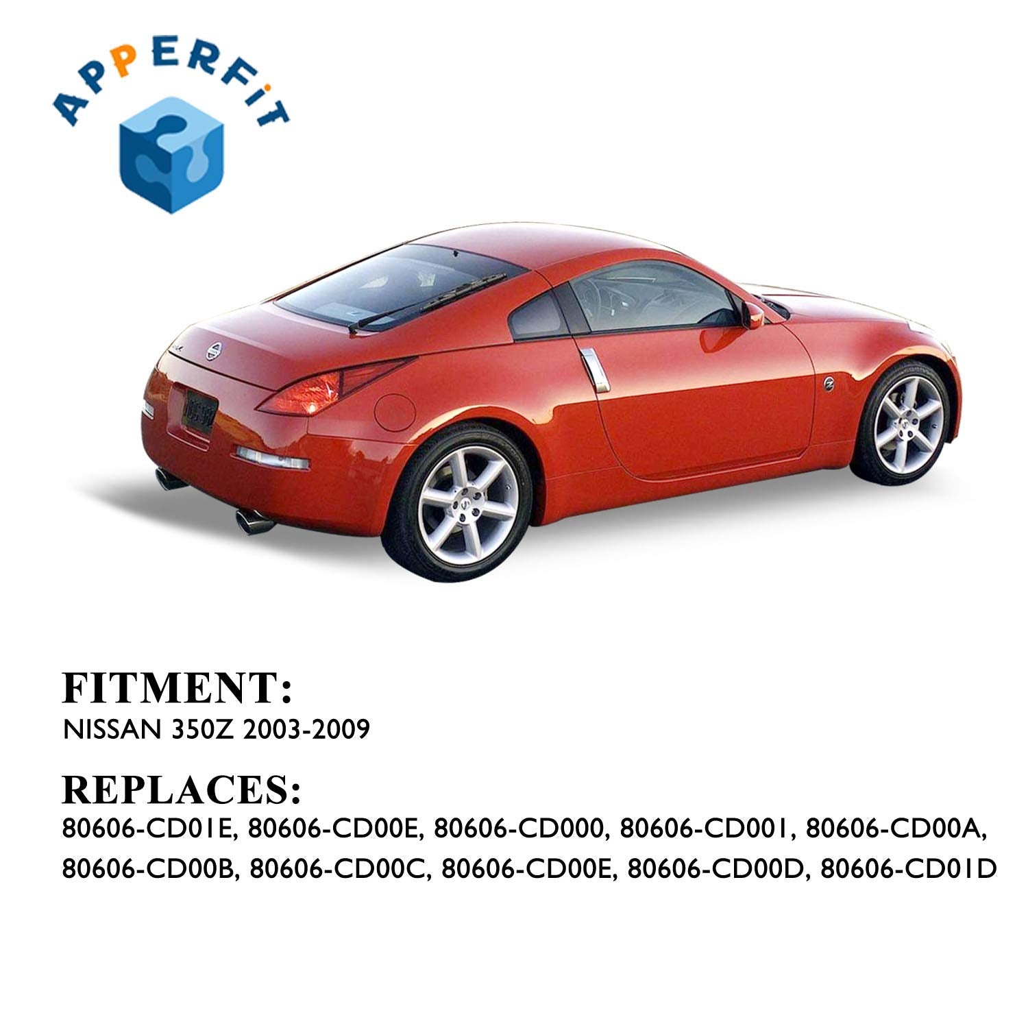 Apperfit Exterior Door Handle Right Passenger Side For 350Z 2003 2004 2005 2006 2007 2008 2009 Replaces 80606-Cd01E, 80606-Cd00E