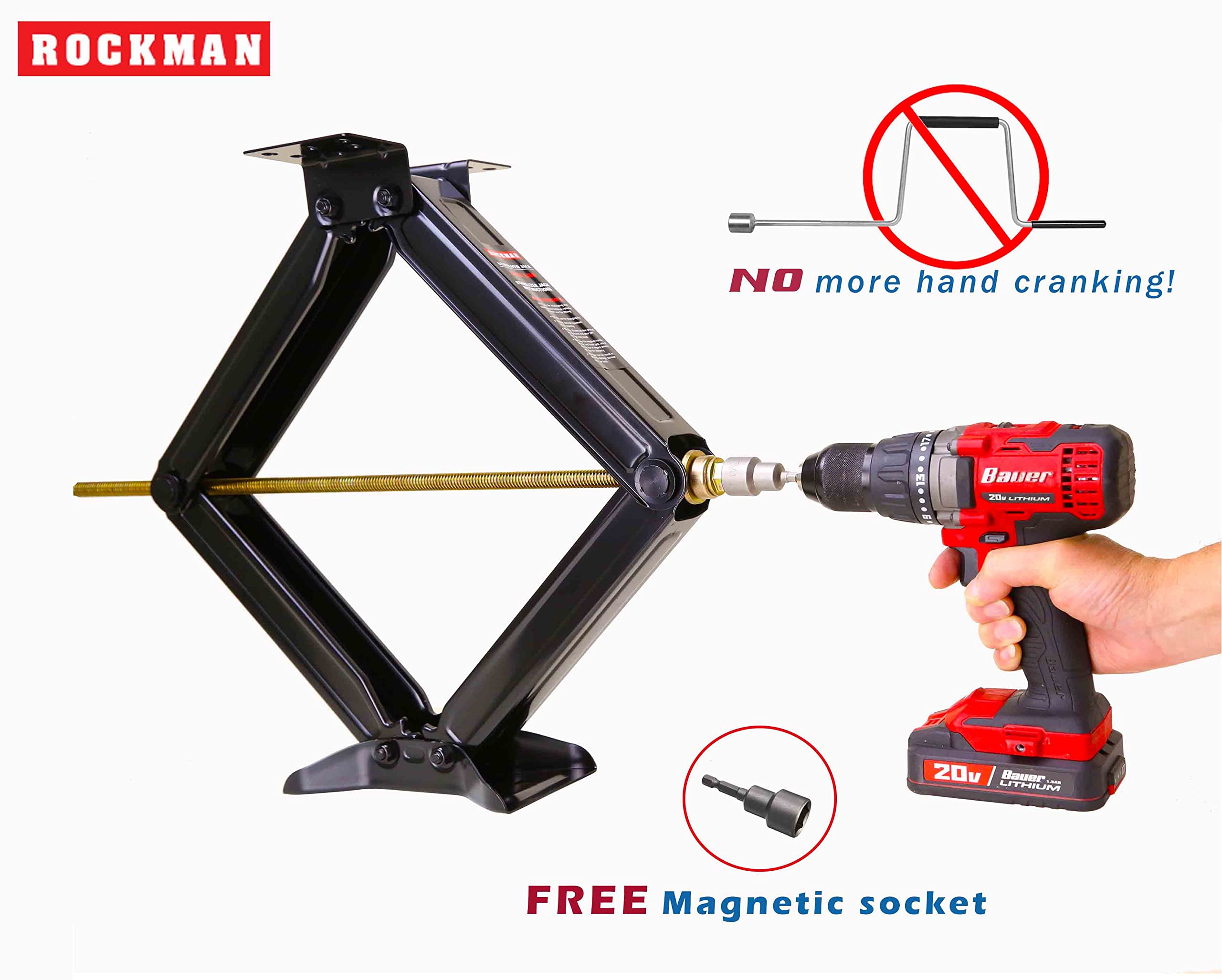 Rockman Rv Camper Trailer Stabilizer Leveling Scissor Jacks W/Socket & Level 24'' 5000Lbs Set 4