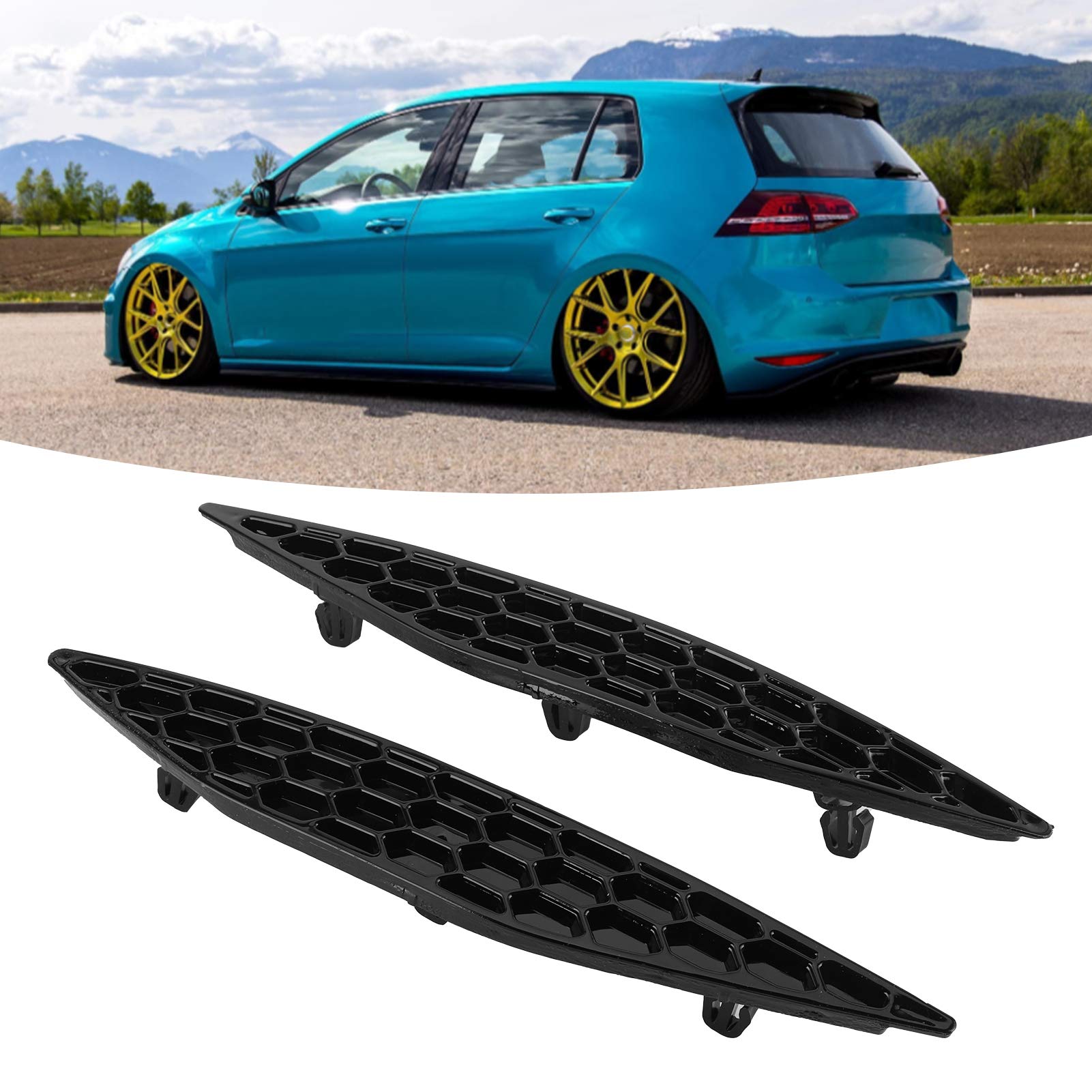 2016 Gti Reflectors,Auto Bumper Reflector,2pcs Gloss Black Rear Bumper Reflector Honey comb Set Fit For MK7 2013?2016 mk7rear re