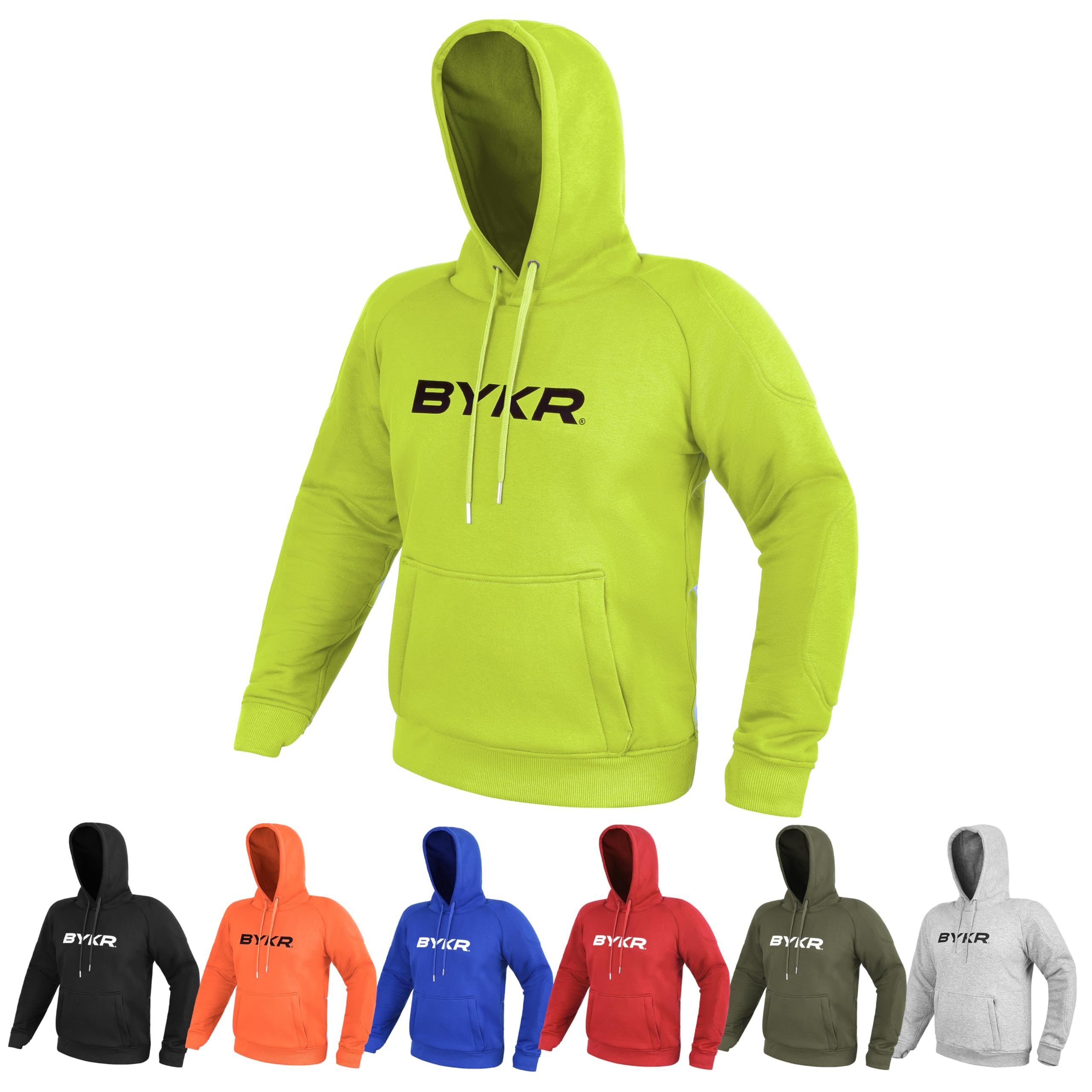 BYKR Motorcycle Hoodie for Men & Women Biker Motorcycle Jackets Breathable Motorbike Riding Sweatshirt All Weather CE Armored (F
